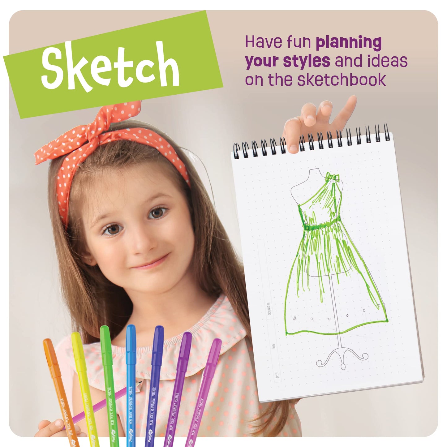 Pretty Me Fashion Design Studio - Sewing Kit for Kids - Designer Dress Girls Arts Crafts Kits Ages 8, 9, 10, 11, 12 Age - Sketch, Sew, Style - Kid Art