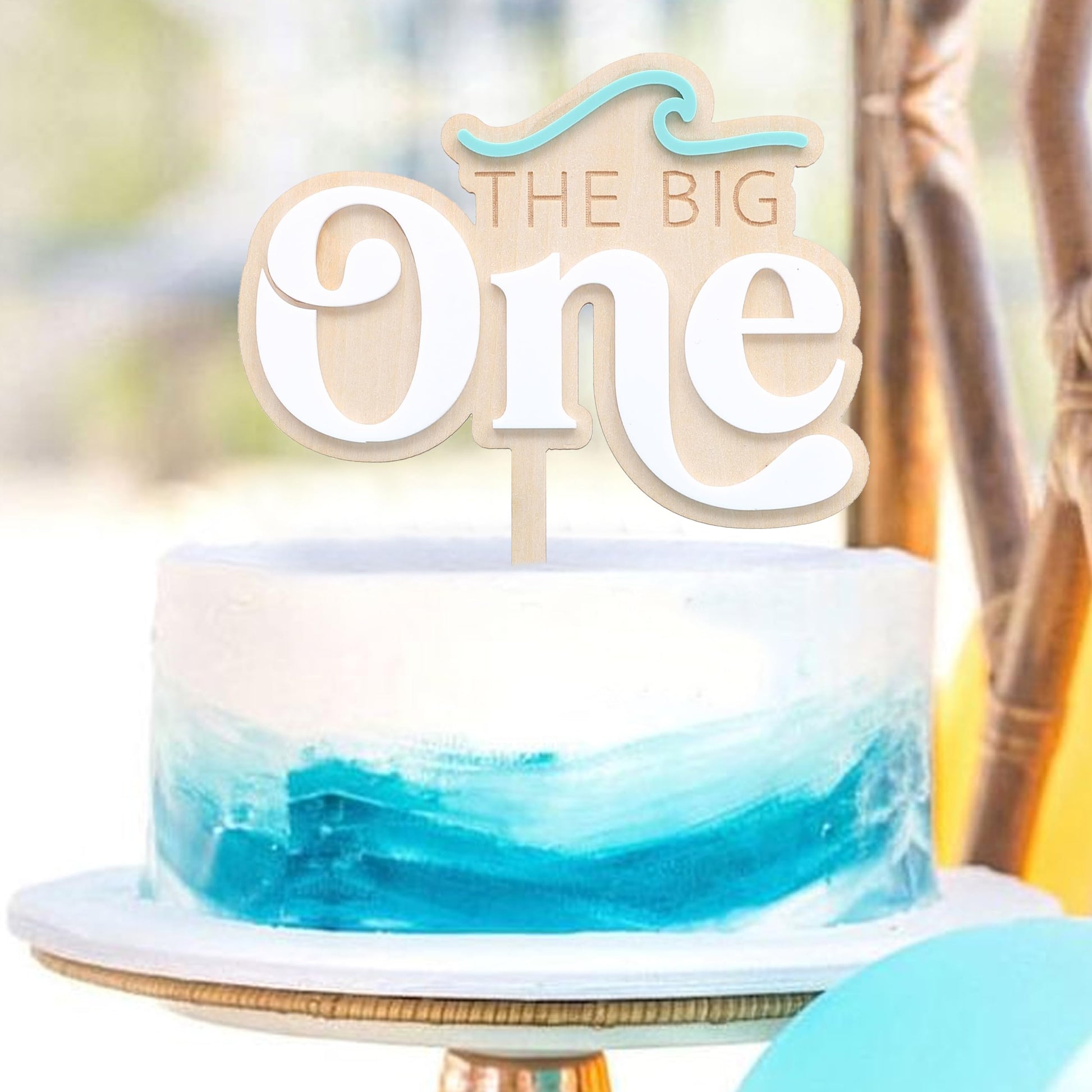 The Big One First Birthday Cake Topper - 1st Birthday Ocean Surf Theme,The Big One Wave Themed Cake Topper,Summer Cake Decorations (surf one)