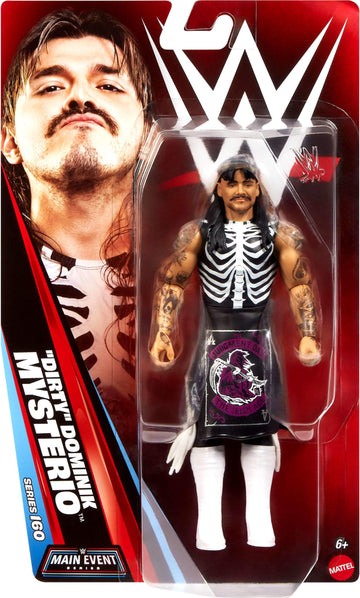 Mattel WWE “Dirty” Dominik Mysterio Action Figure, Main Event Series #160, 6-inch Collectible Superstar with 14 Articulation Points & Life-Like Look