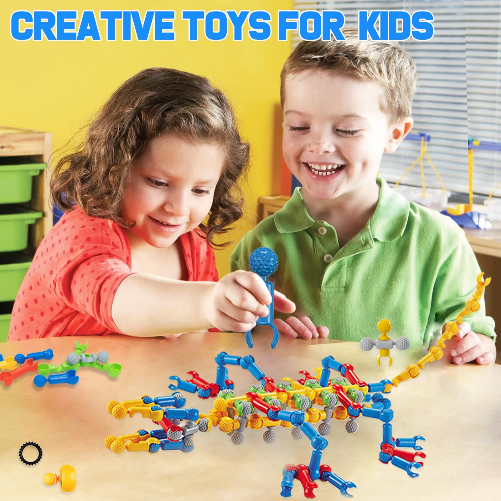 170 Pcs STEM Building Toys for Kids Ages 4-8, Building Blocks Educational Construction Engineering Building Kit for Ages 3 4 5 6 7 8 9 Year Old