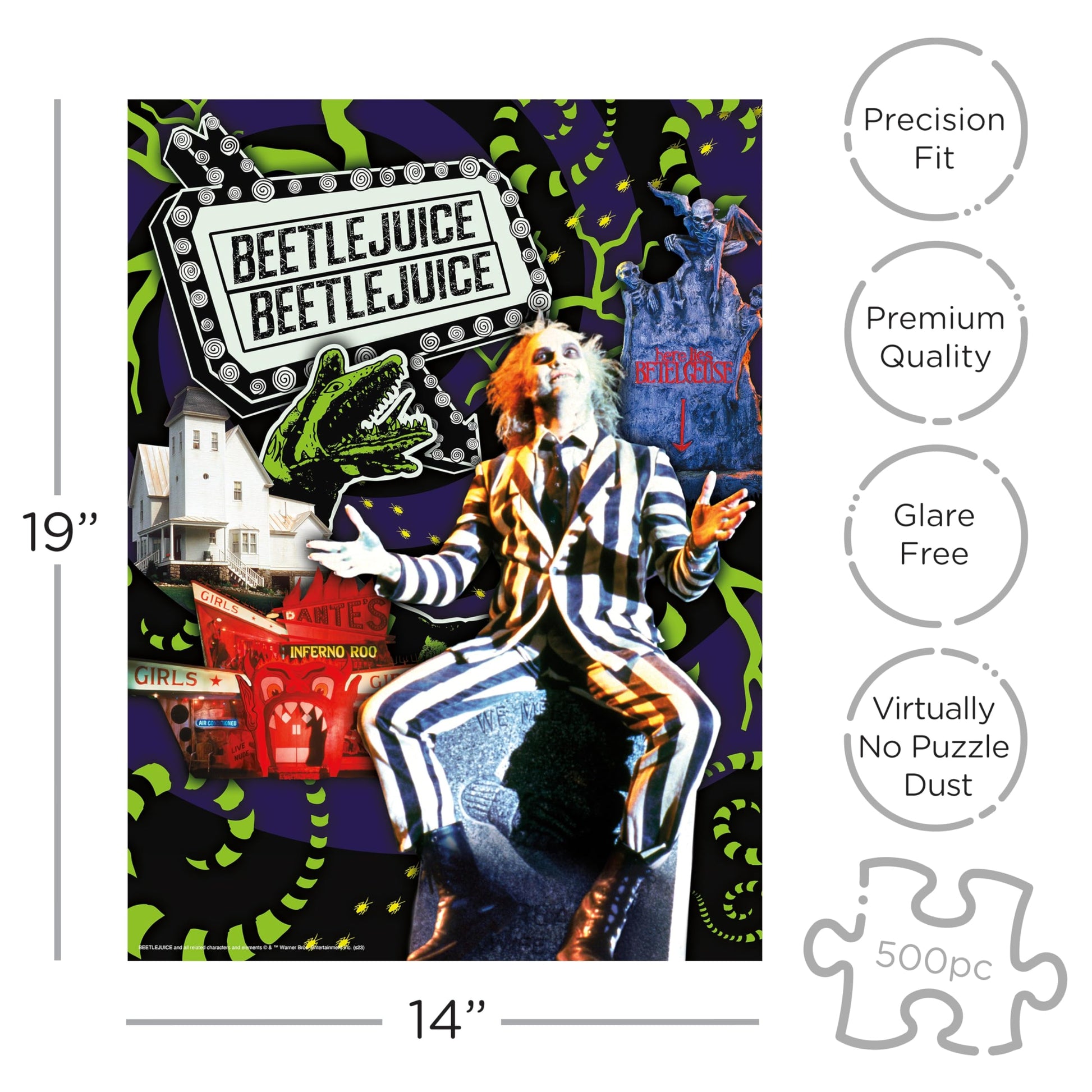 AQUARIUS Beetlejuice 500 Piece Jigsaw Puzzle in Coffin Box