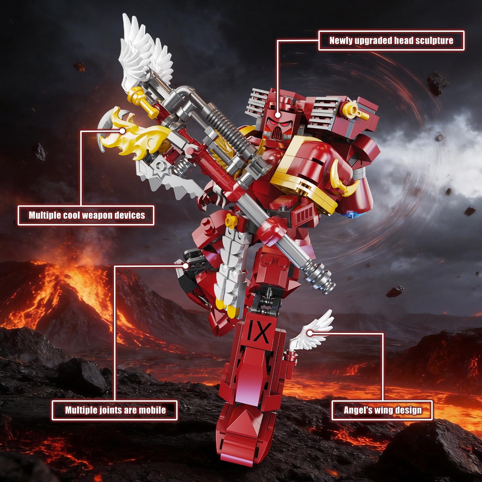 HIGH GODO Holy Angel Mech Robot Transforming Building Blocks Set for Adults, Warrior Justice Hero Mech Model Building Kit, Cool Creative Robots Toys