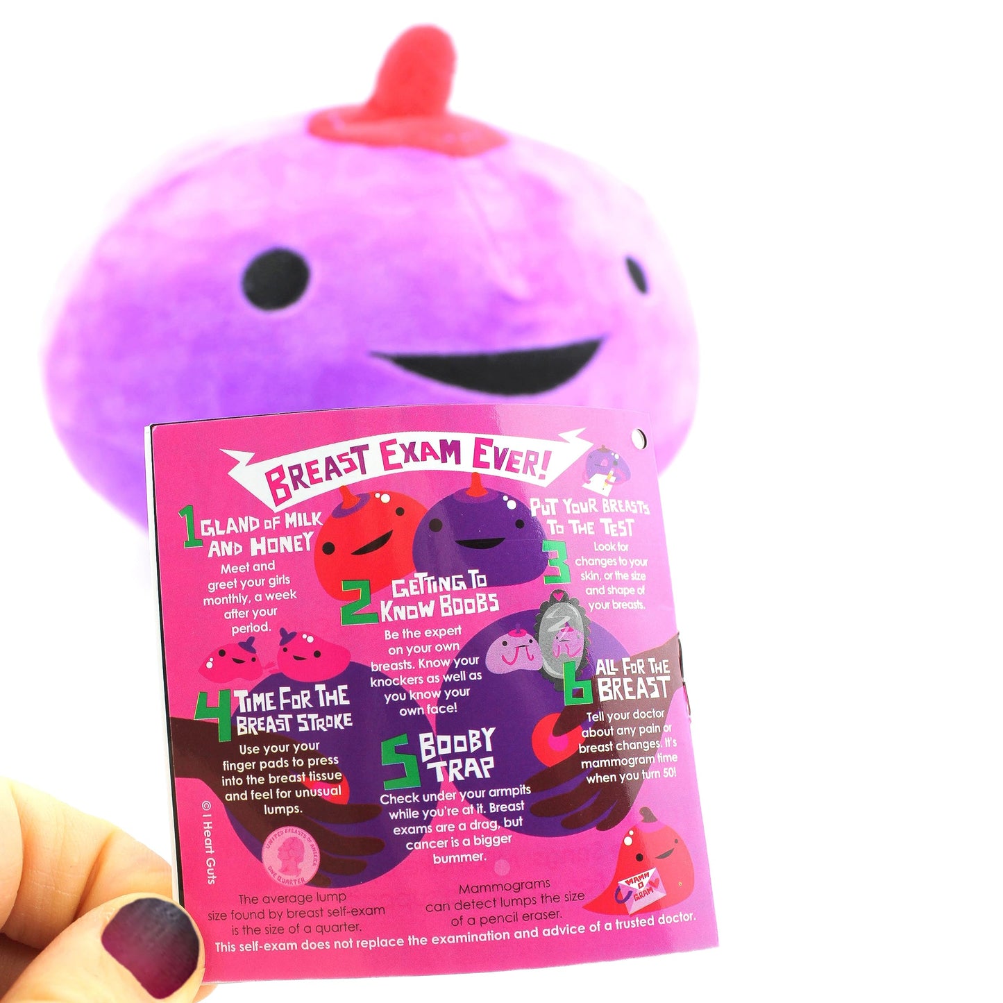 I Heart Guts Breast Plush - 8" Cute Educational Organ Toy for Mastectomy & Breast Cancer - Funny Get Well Recovery Gift for Oncology Nurse Patients