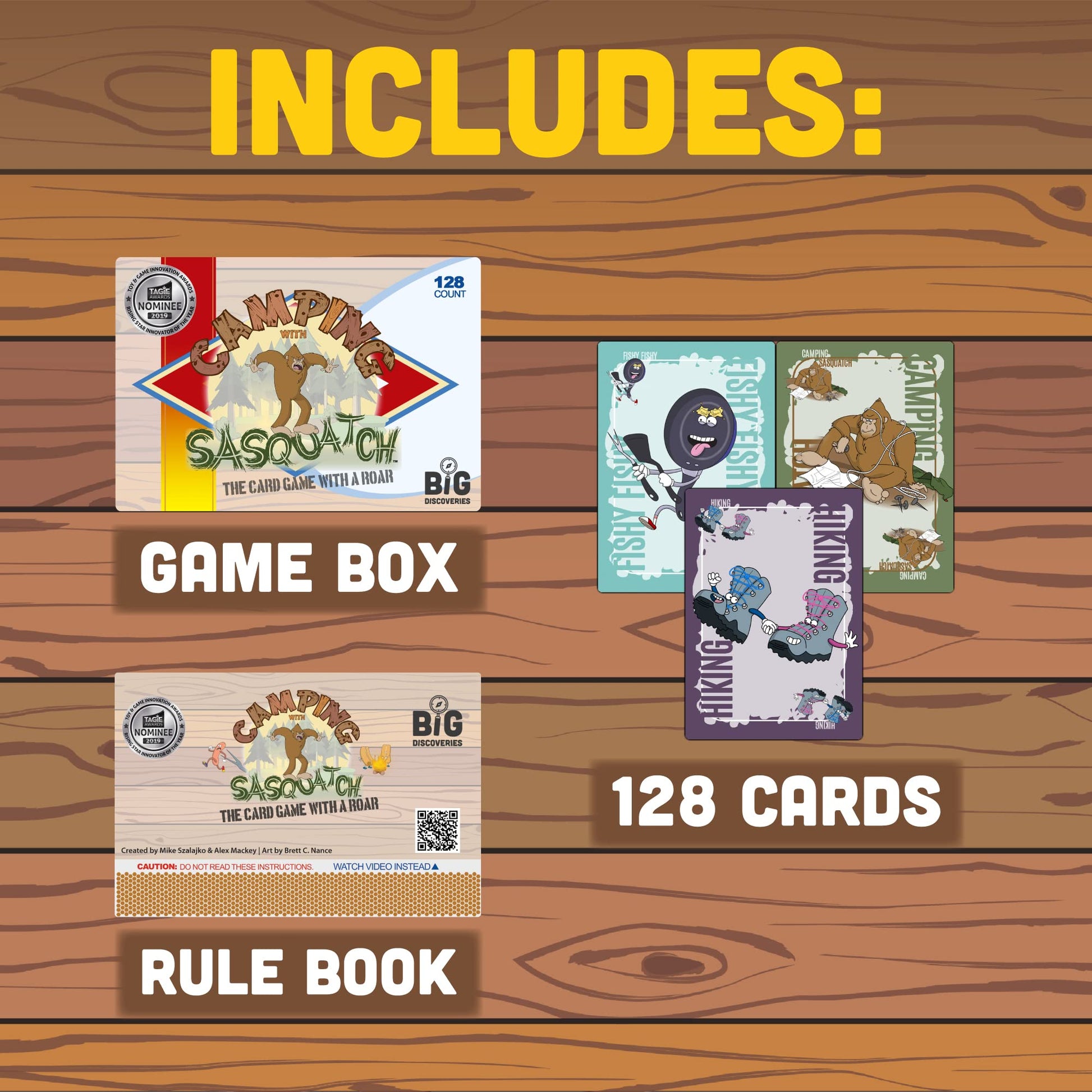 Camping with Sasquatch by Big Discoveries - A 128-Count Family Card Game with a Roar! | Fun Rummy Meets Slapjack Card Games for Kids, Teens, Adults