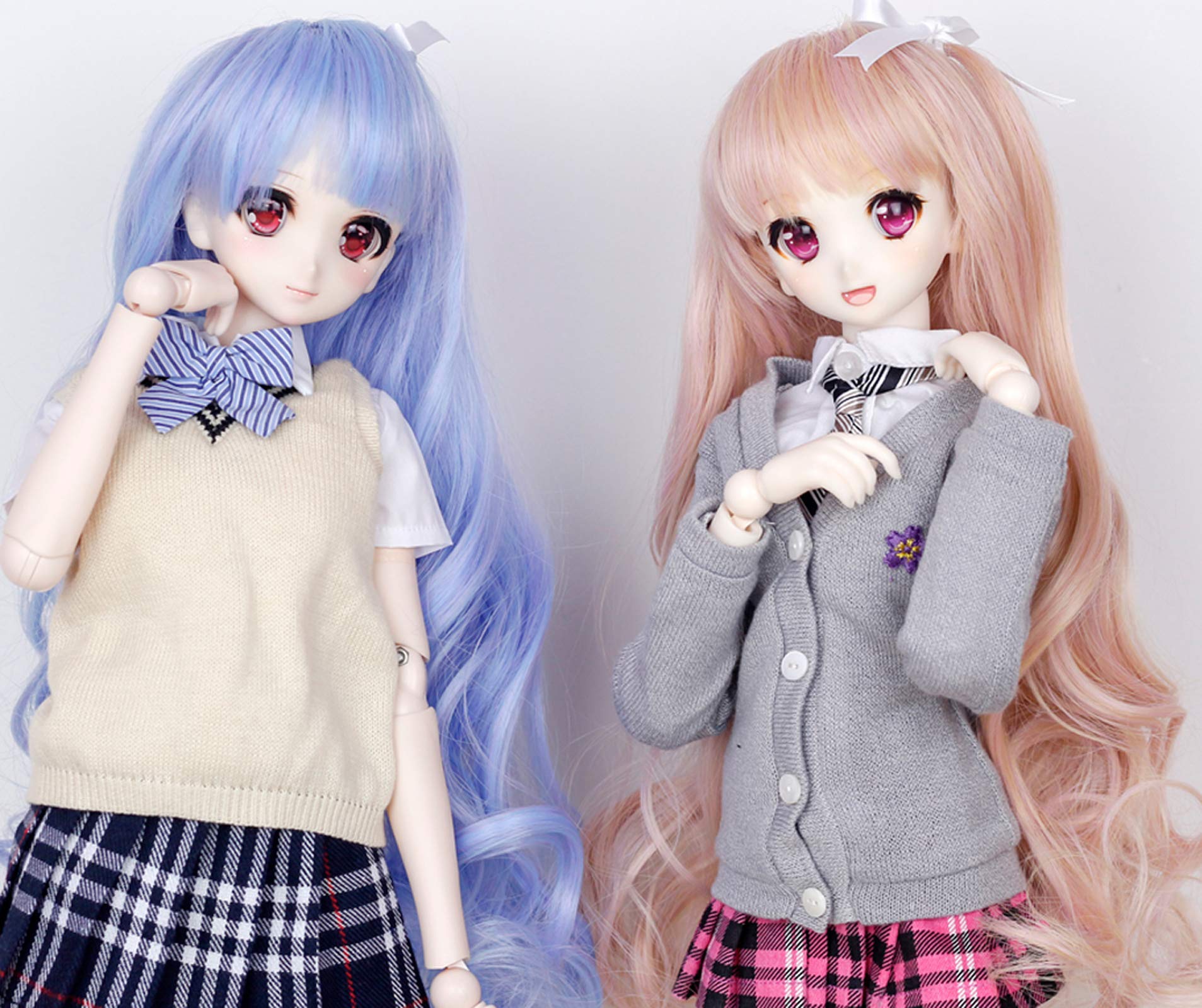 Wigs Only 8-9 inch 1/3 BJD Wig Doll Hair SD DZ DD DOD Wig (Flesh Pink)