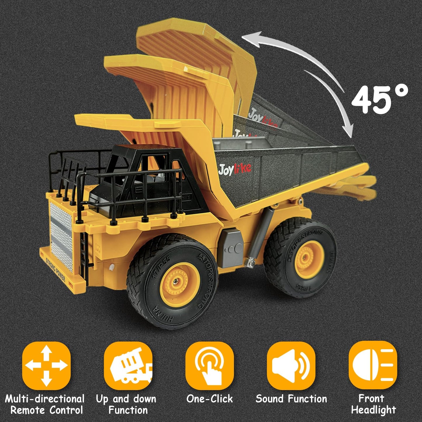 Joylike RC Excavator and Dump Truck Toy Set?2.4Ghz Metal Remote Control Construction Vehicle with Light&Sound, Best Christmas Toy for Boys 8+Year Old
