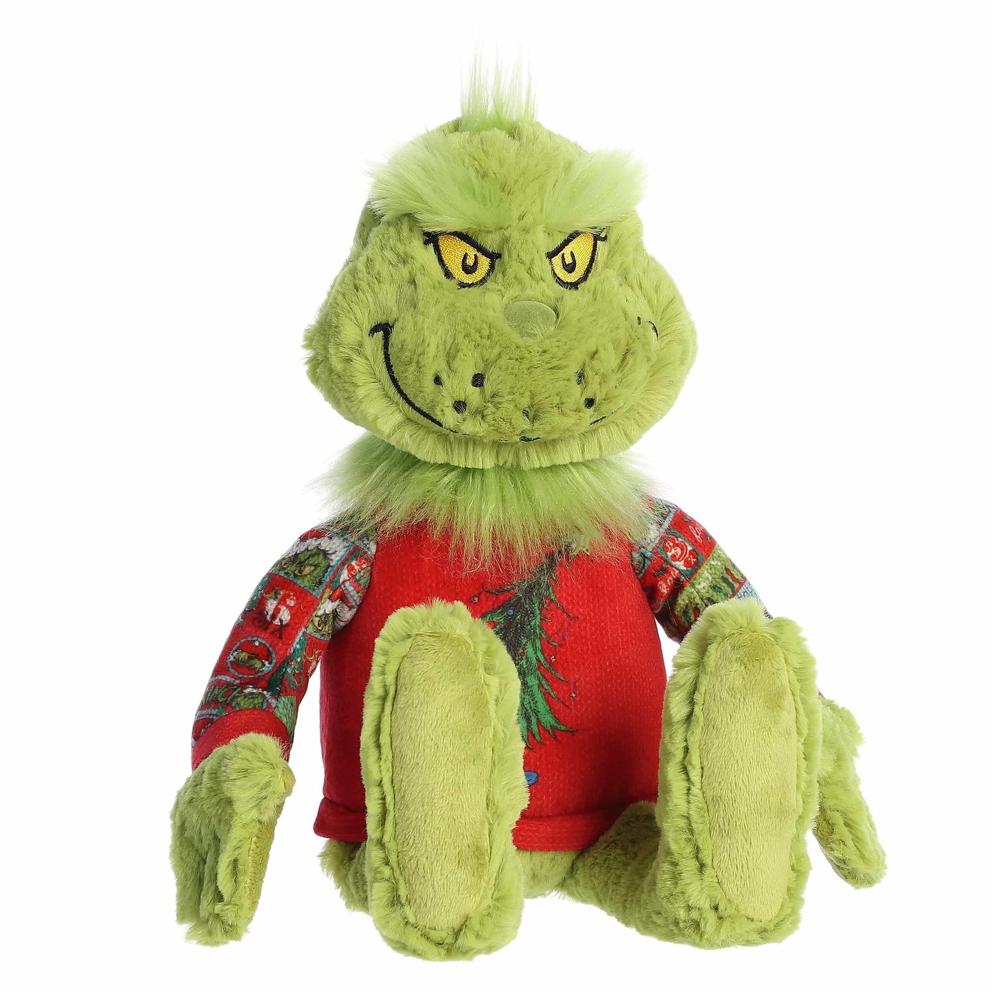 Aurora® Festive Dr. Seuss™ Ugly Sweater Light-Up Grinch Stuffed Animal - Officially Licensed Plush for Imaginative Play - Perfect for Holiday