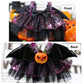 Halloween Doll Clothes, 2-Piece Fashion Bat Dress Jumpsuit with Pumpkin Decoration for Dolls Labubu Accessories, Overalls with Accessories