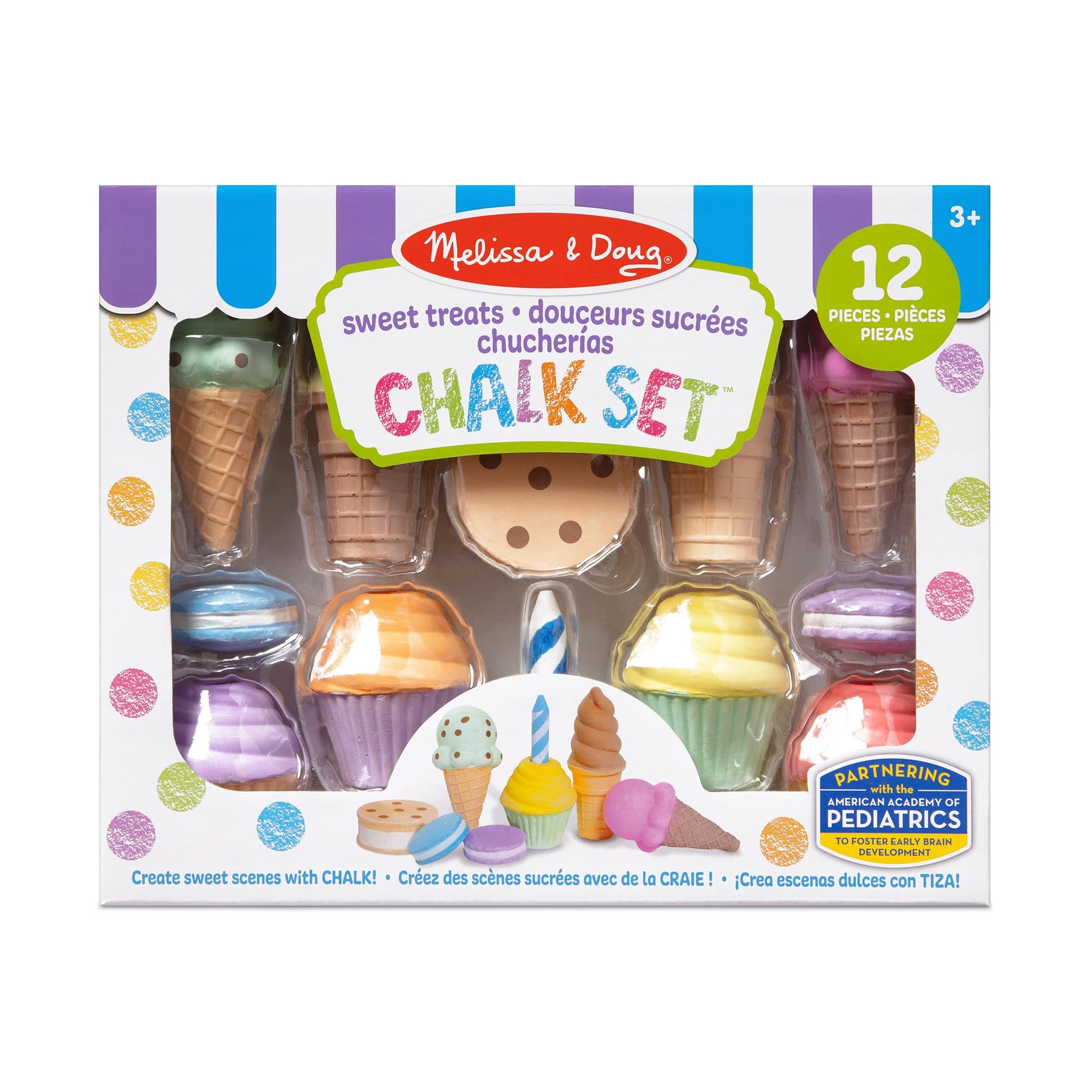 Melissa & Doug Ice Cream & Cake Chalk Set, 12-Piece Sidewalk Art Kit