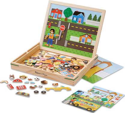 Melissa & Doug Wooden Magnetic Matching Picture Game with 119 Magnets and Scene Cards Magnetic Book Scenes for Kids Ages 3+
