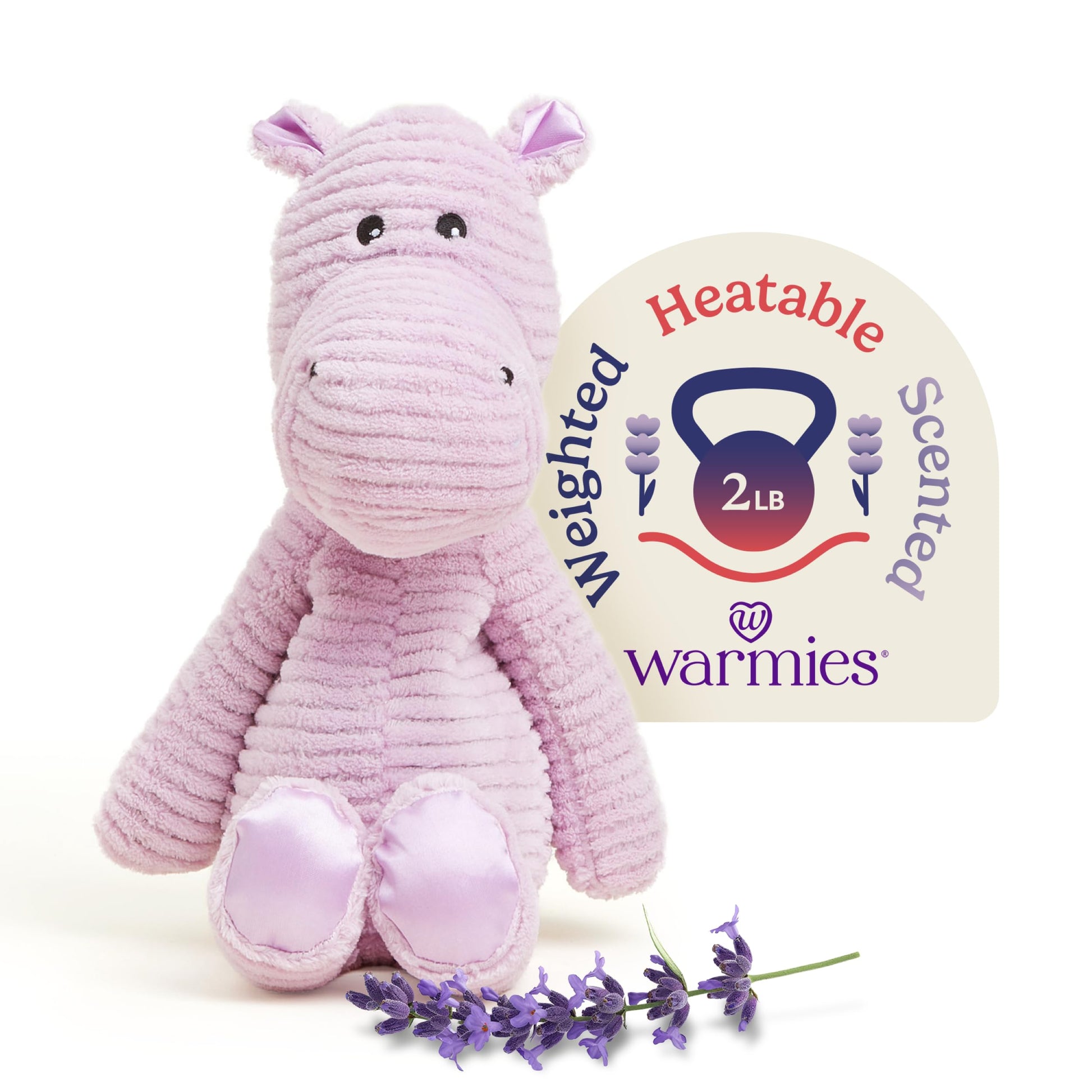 warmies Microwavable & Weighted Stuffed Animals, Hippo - Soothing Heated Stuffed Animal - Dual Heat & Chill Comfort - Calming Comfort for Adults