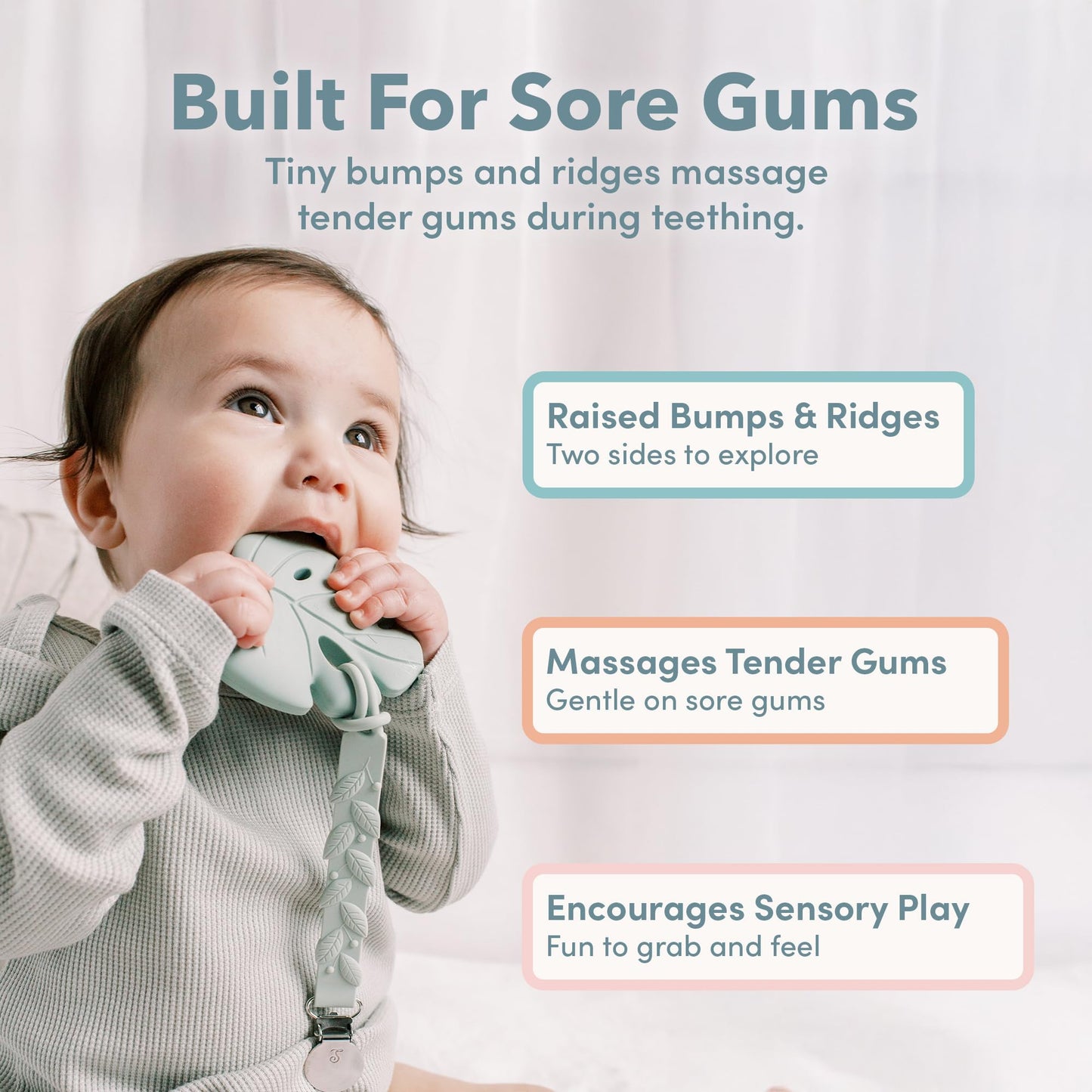 Loulou Lollipop Silicone Teether for Babies 4 Months and Up, Textured Teething Toy for Sore Gums, BPA-Free Food-Grade Silicone, Easy to Hold