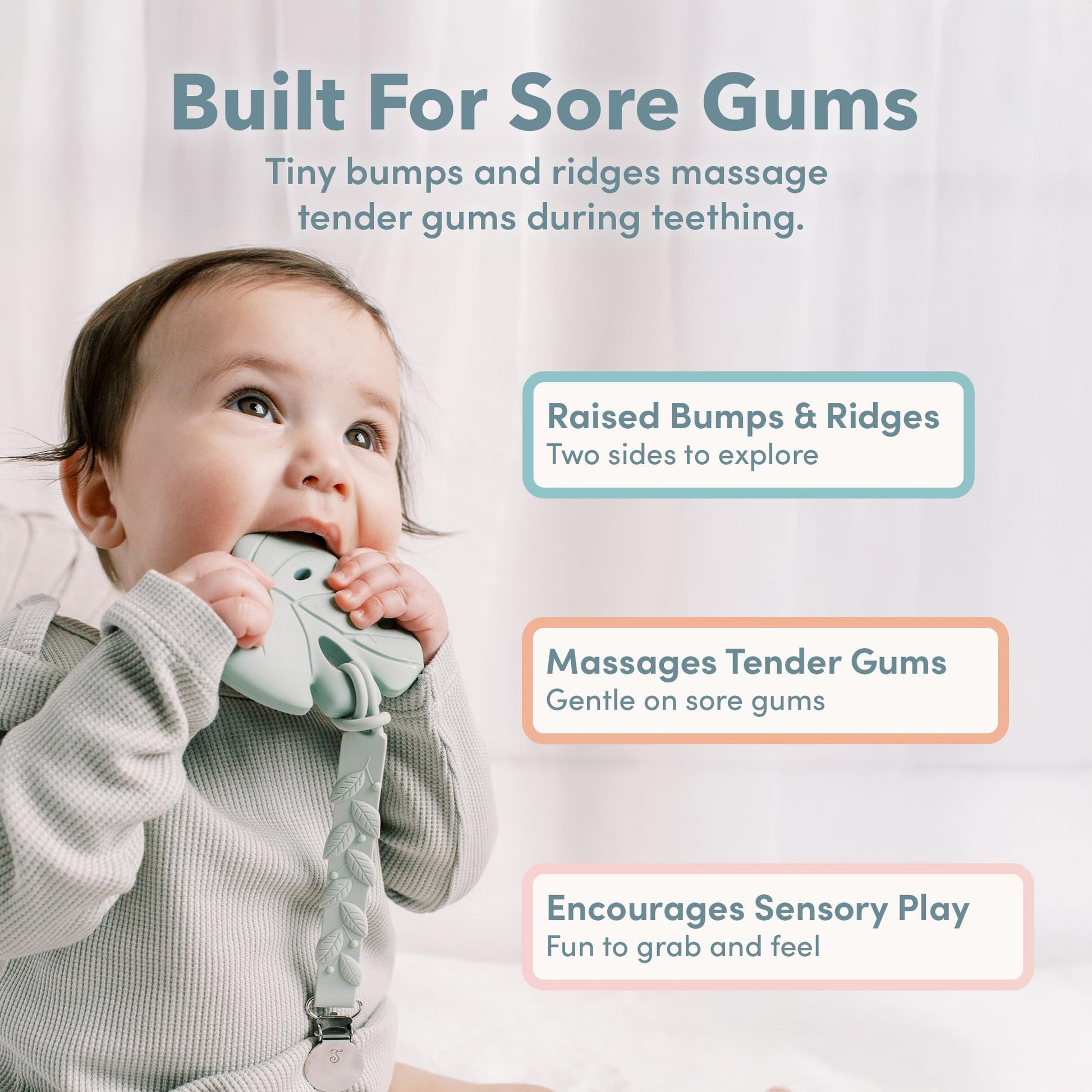 Loulou Lollipop Silicone Teether for Babies 4 Months and Up, Textured Teething Toy for Sore Gums, BPA-Free Food-Grade Silicone, Easy to Hold