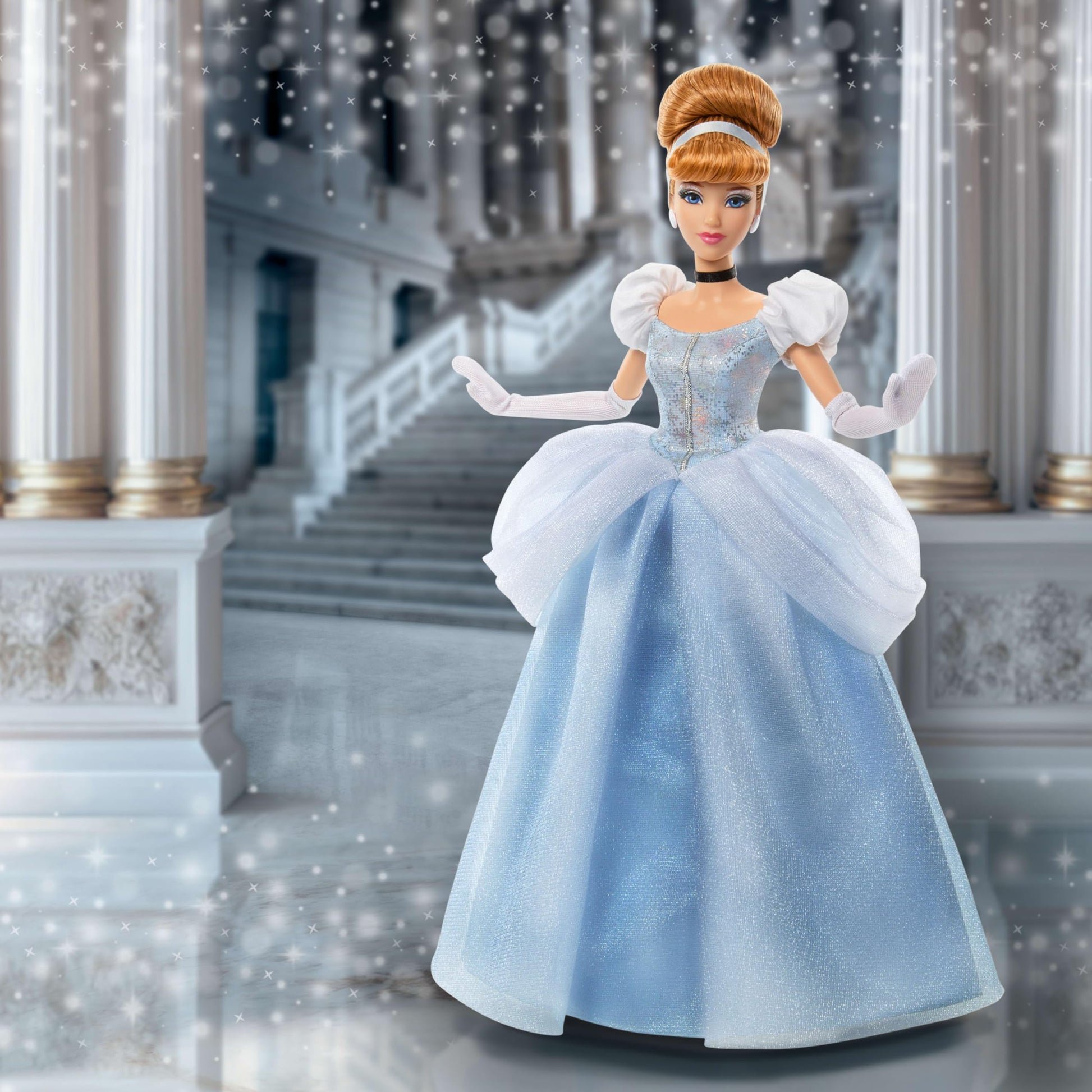 Mattel Disney Princess Cinderella Sparkling Princess Fashion Doll & Accessories with Removable Dress, Shoes, Necklace & Earrings, Inspired by Movie