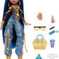 Monster High Doll, Cleo De Nile in Crop Top and Golden Denim Cargo Pants with Pet Snake Hissette and 7 Accessories Like Salad, Smoothie and Purse