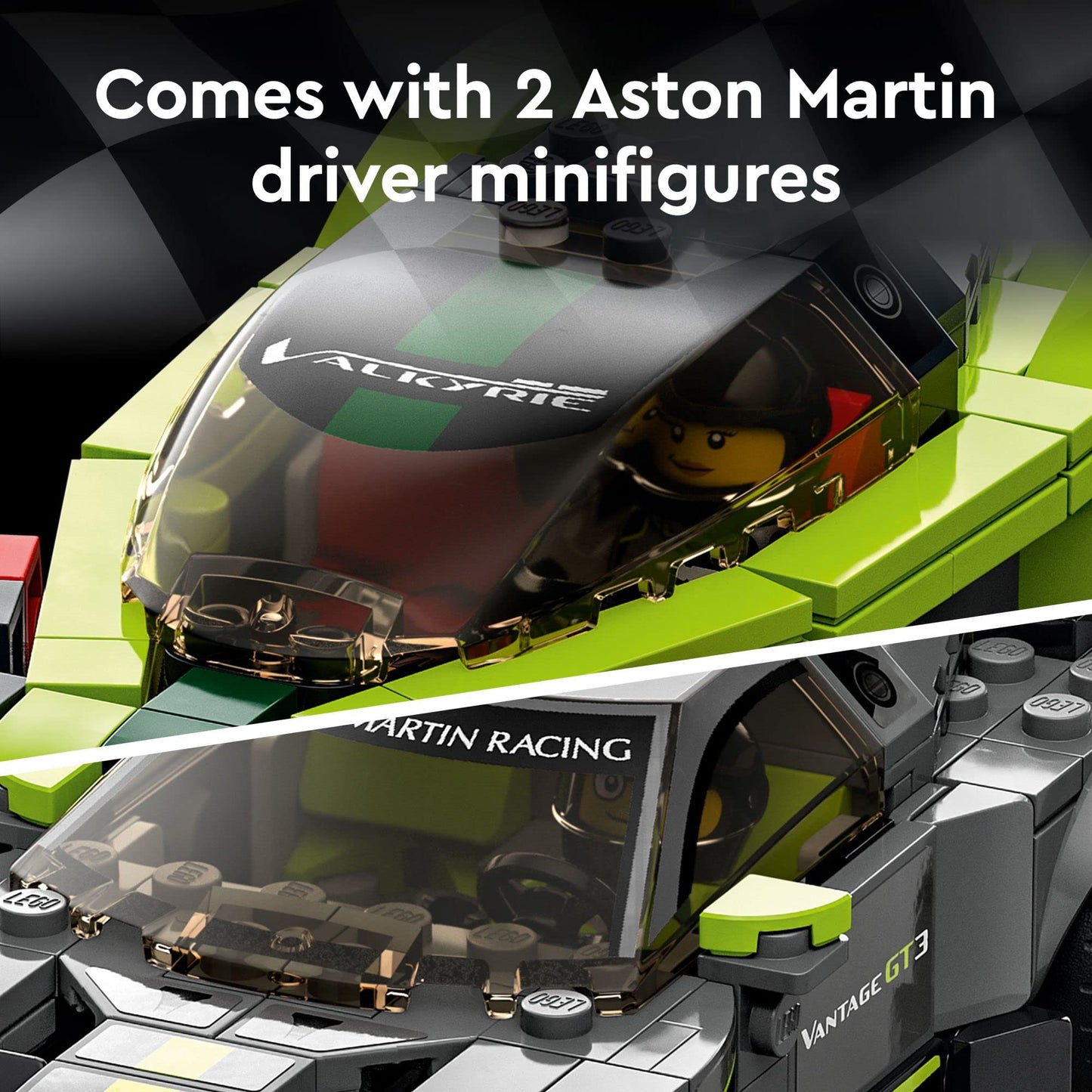 LEGO Speed Champions Aston Martin Valkyrie AMR Pro & Vantage GT3 2 Collectible Model 76910 - Race Car and Toy Set, Includes 2 Driver Minifigures