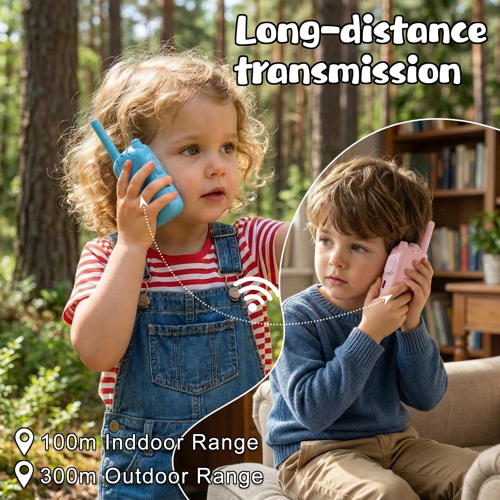 Video Walkie Talkies for Kids Rechargeable Kids Walkie-Talkie Children's Toys Suitable for Boys and Girls Aged 3-12, Birthday Gifts 2 Pack