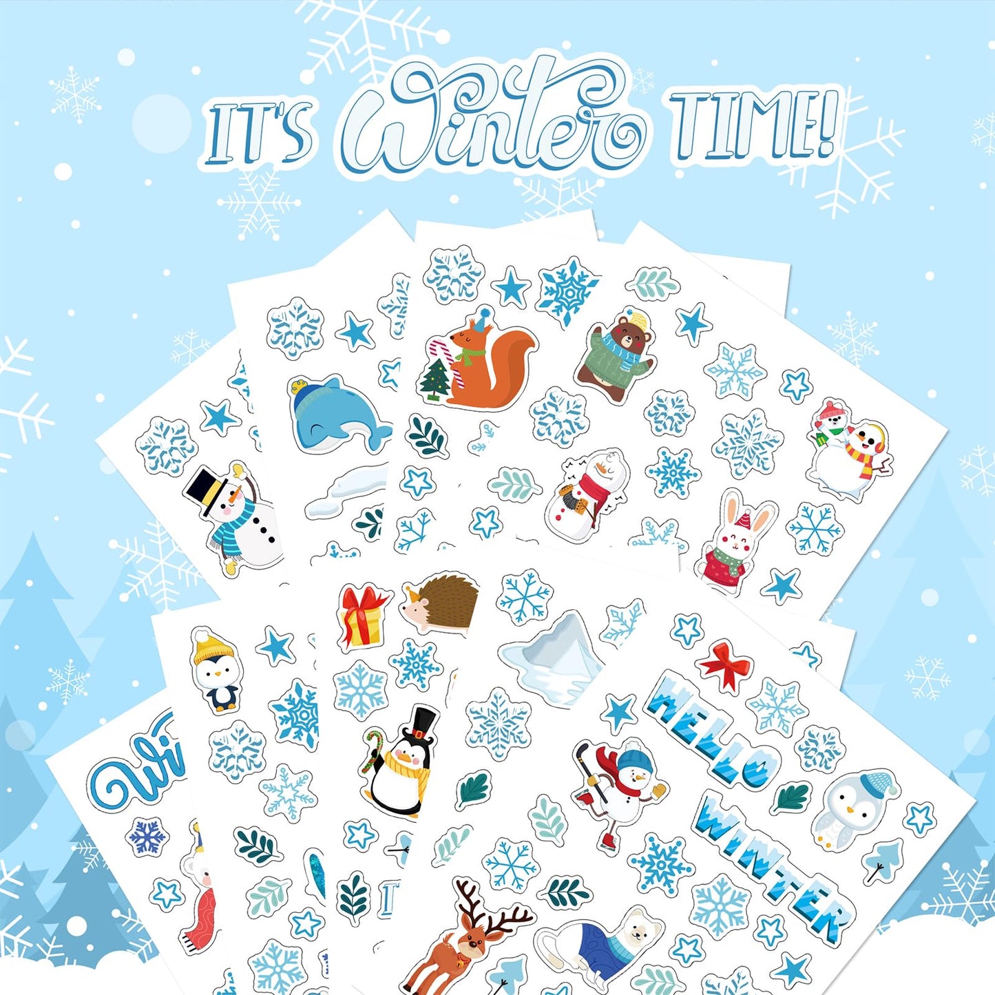 Hayux DIY Craft Kits for Kids - 24 Packs DIY Winter Wonderland Photo Frames Set with Stickers Paper Picture Frames Funny Winter Gifts Craft