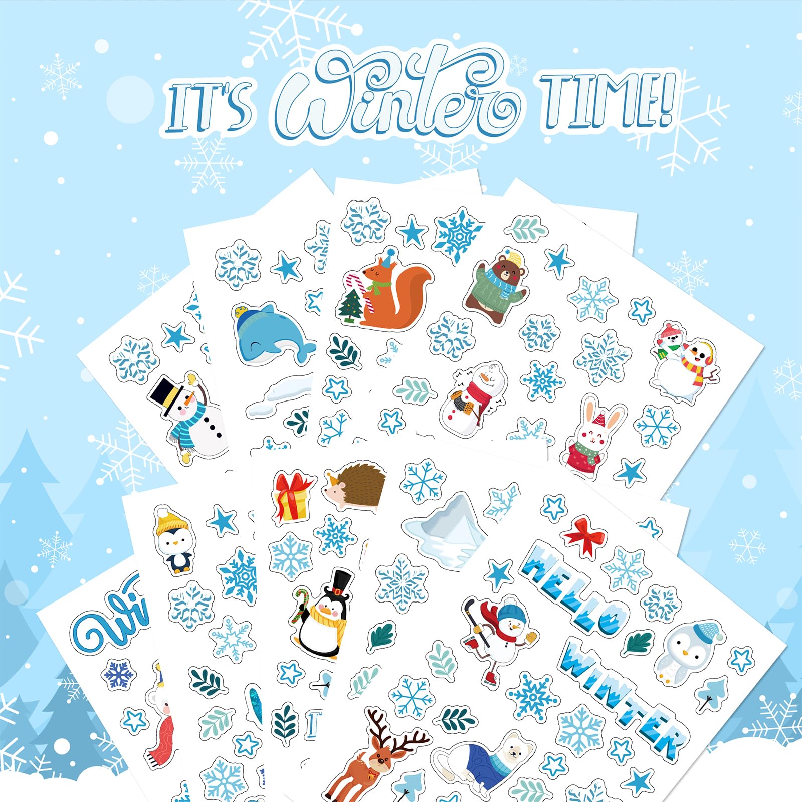 Hayux DIY Craft Kits for Kids - 24 Packs DIY Winter Wonderland Photo Frames Set with Stickers Paper Picture Frames Funny Winter Gifts Craft
