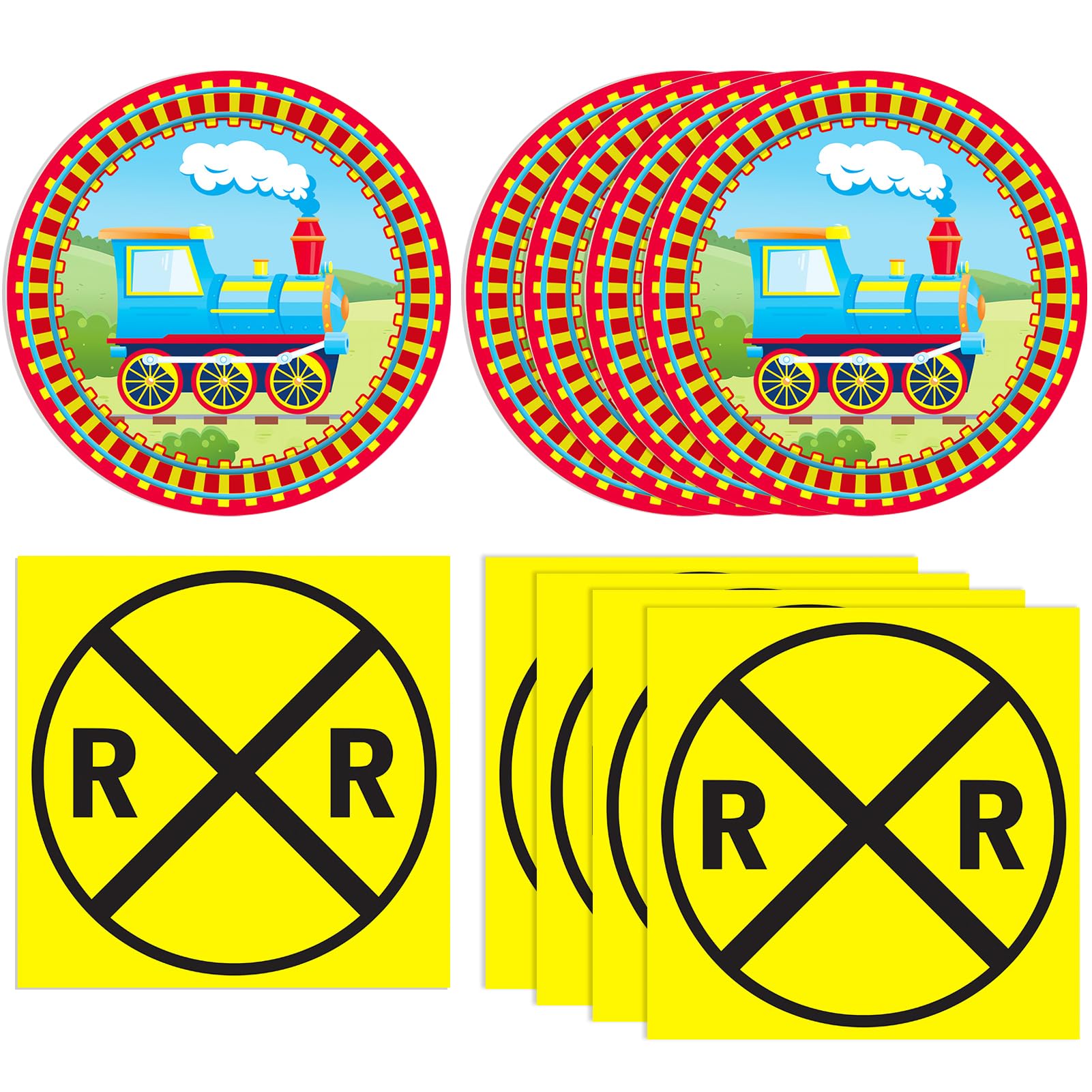 40 PCS Happy Train Party Supplies Train Theme Birthday Decorations Tableware Set Including Plates Napkins for Boys Girl Birthday Baby Shower