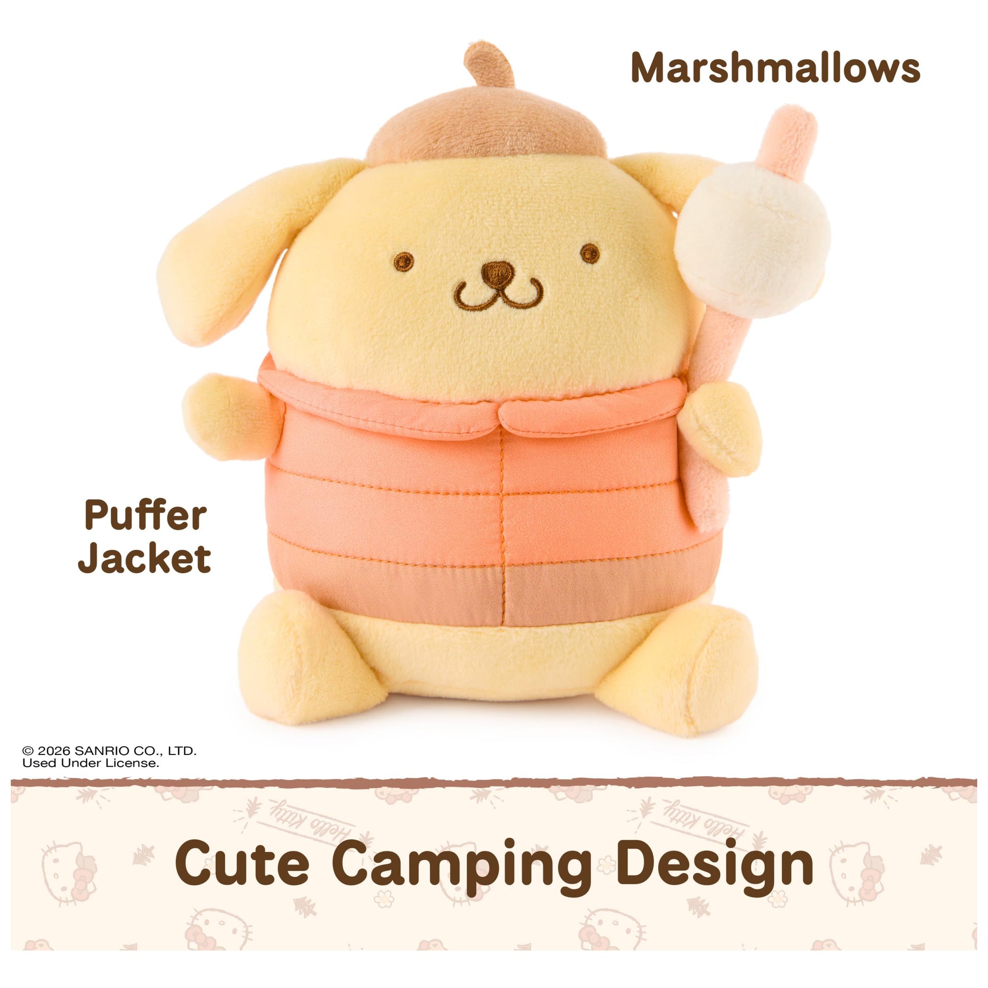 GUND Sanrio Pompompurin 6-Inch Plush Toy with Camping Outfit for Ages 1+