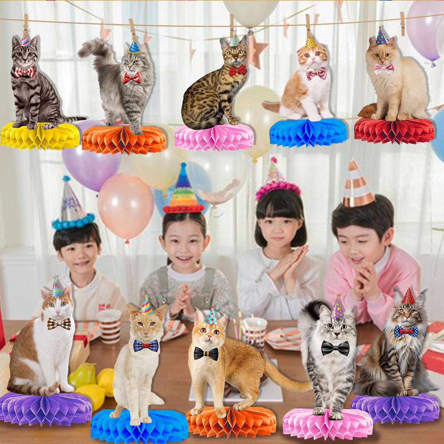 HigzYovn 12Pcs Cat Centerpieces for Table, Cat Birthday Decorations, Cat Party Decorations, Cat Birthday Party Decorations, Kitty Birthday Decorations