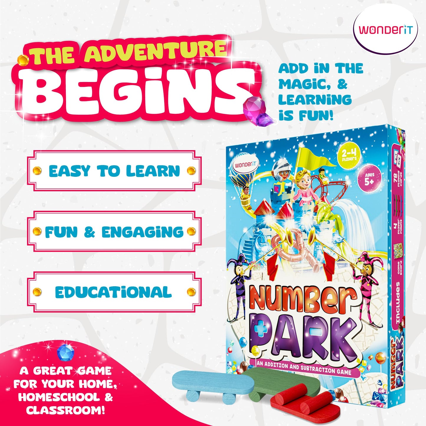 Number Park - Addition & Subtraction Math Board Game for Kids Ages 5-8 - Fun STEM Learning Game for Kindergarten, 1st & 2nd Grade, Homeschool