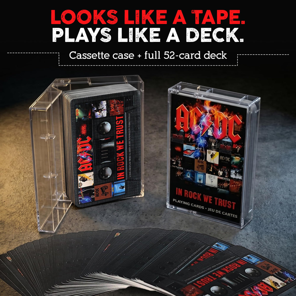 AQUARIUS AC/DC Cassette Playing Cards, 52-Card Deck with Jokers