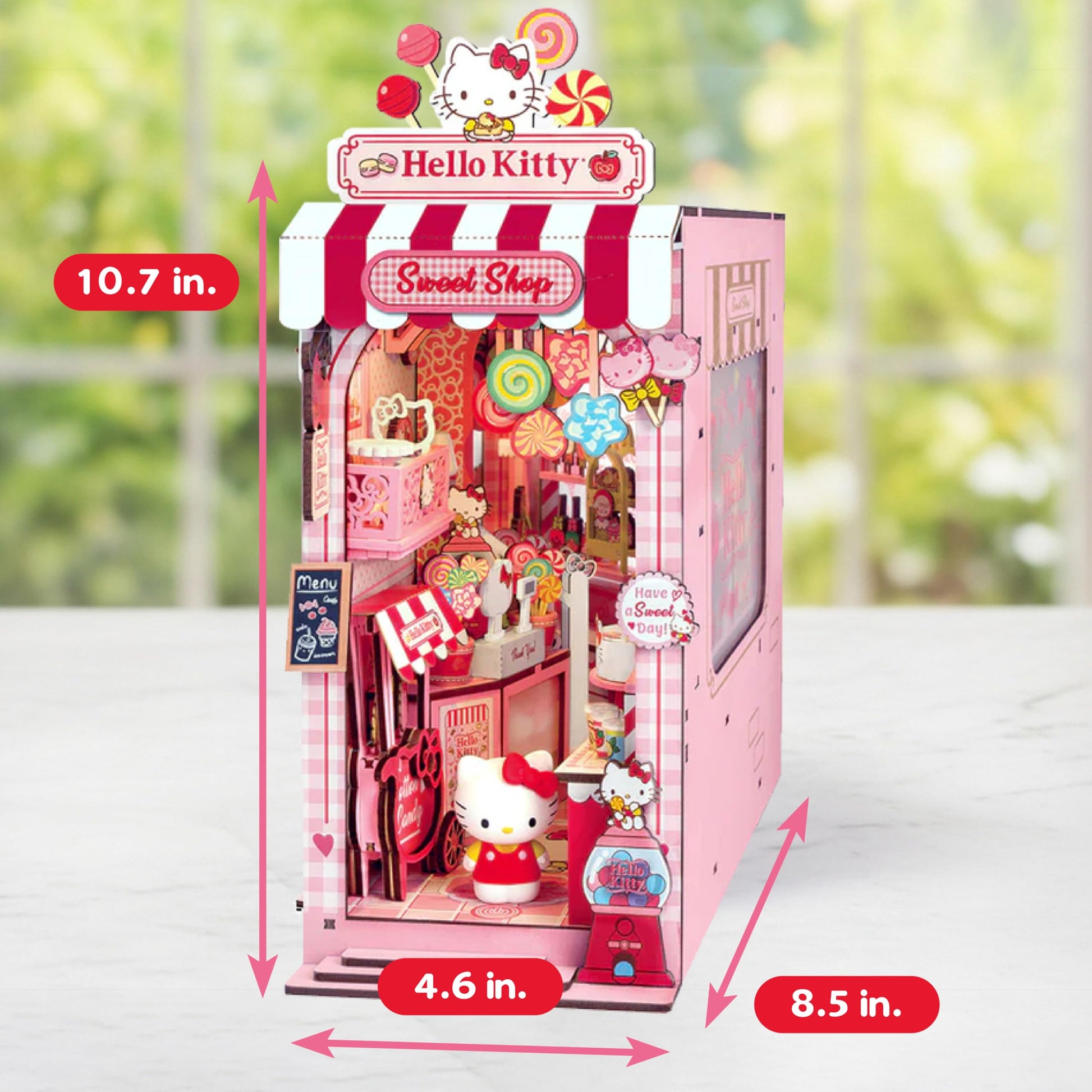 Hands Craft Hello Kitty Sweet Shop Book Nook Kit - Official Sanrio DIY Miniature Shelf Insert with Touch LED - 149-Piece 3D Puzzle for Adults & Teens