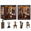 Book Nook Kit for Adults, DIY 3D Wooden Puzzle Booknook Kit with LED Sensor Light, Four Sides DIY Book Nook Kit, Crafts Bookshelf Decoration Gift