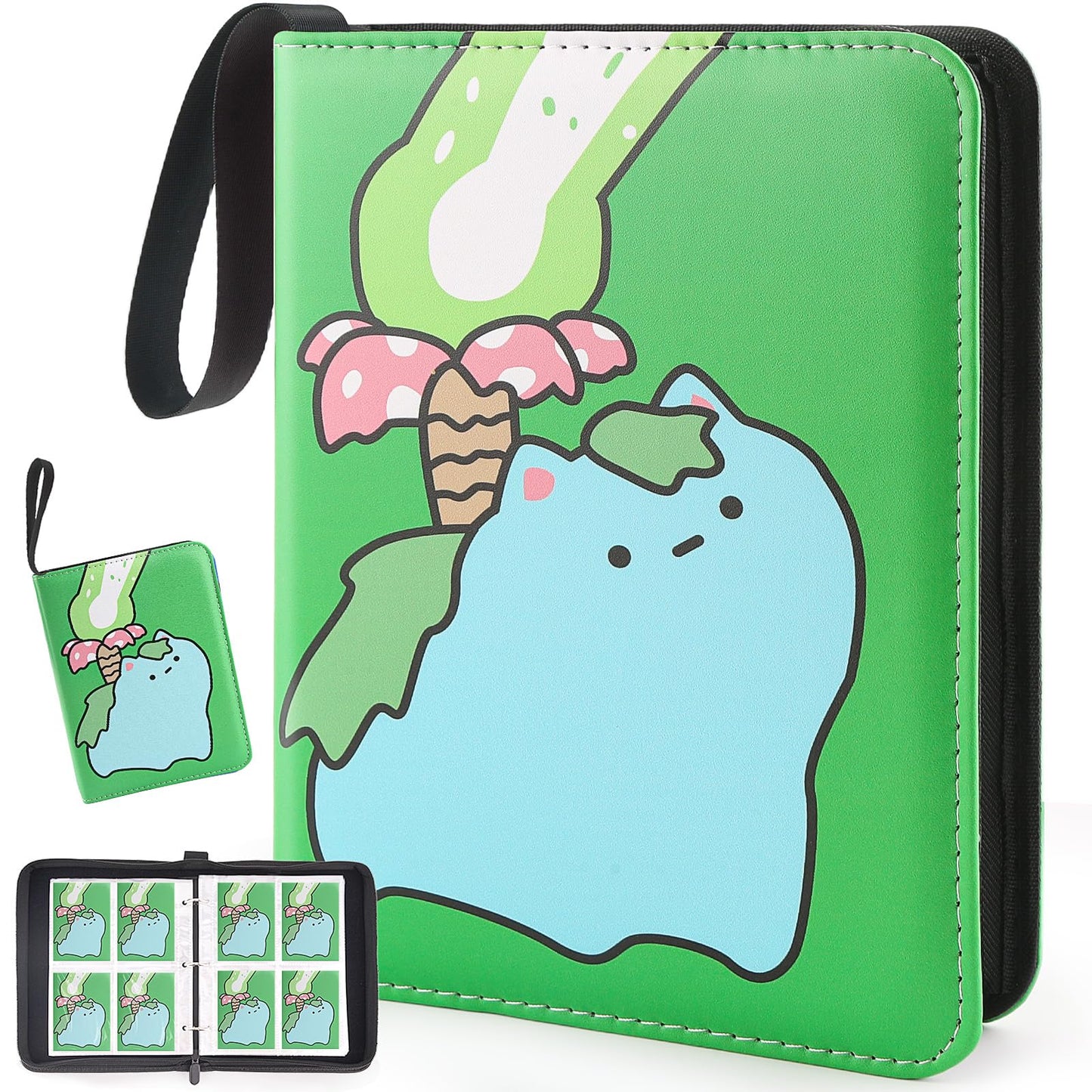 Premium Collectible Trading Card Albums?Card Binder Fits 400 Cards with 50 Removable Sleeves?Display Game Card Case book Holder, Frog Themes