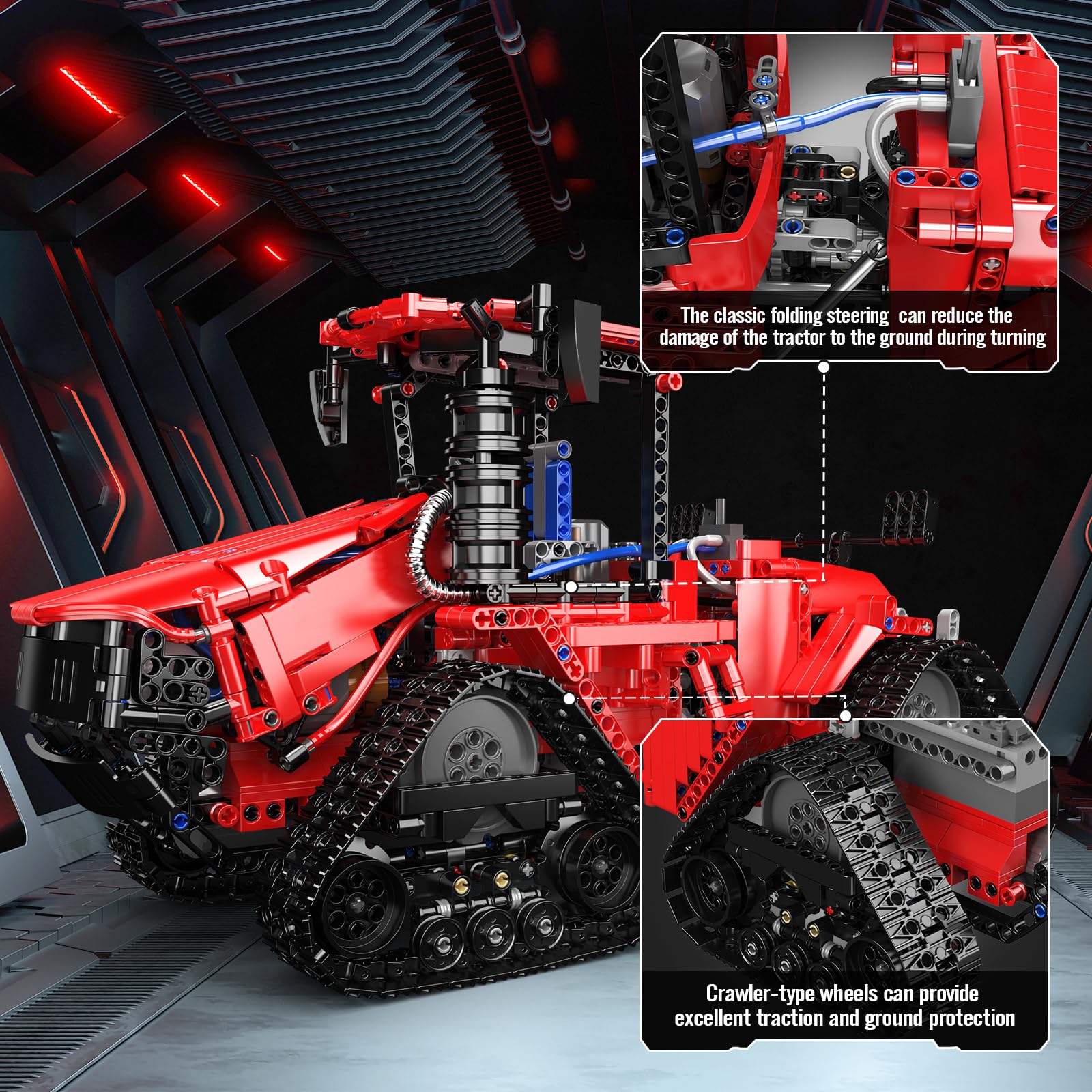 Mould King Crawler Tractor Building Toys, 1698 Pieces 4x4 Tracked Tractor Building Sets for Adults Age 14+, Construction Vehicle Model Blocks Kit