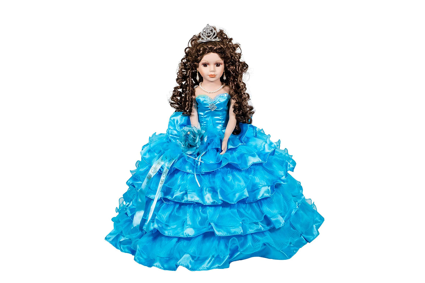 Kinnex Collections by Amanda 18" Porcelain Quince Anos Quinceanera Umbrella Last Doll Muneca Centerpiece ~ KK18729 (Turquoise)