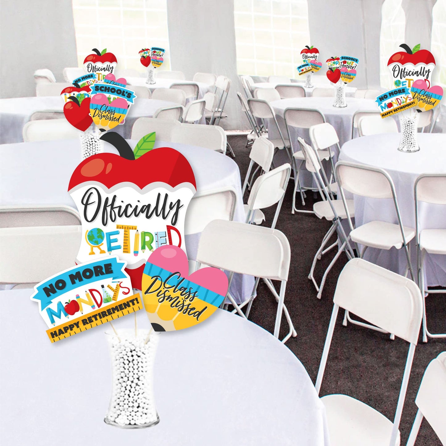 Big Dot of Happiness Teacher Retirement - Happy Retirement Party Centerpiece Sticks - Showstopper Table Toppers - 35 Pieces