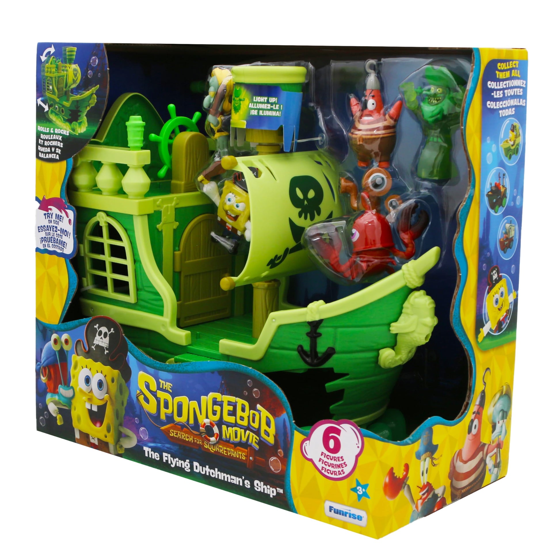 SPONGEBOB SQUAREPANTS Movie: The Search for Squarepants - The Flying Dutchman’s Ship Playset with 6 Exclusive Figures, Lights, Motion & Hidden
