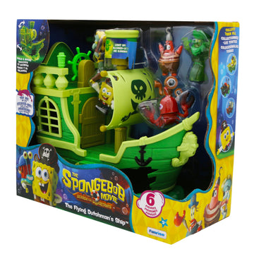 SPONGEBOB SQUAREPANTS Movie: The Search for Squarepants - The Flying Dutchman’s Ship Playset with 6 Exclusive Figures, Lights, Motion & Hidden