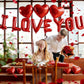 I Love You Balloons and Heart Balloons with 500 Pieces Rose Petals, Foil Mylar Love Balloon for Him/Her Wedding Anniversary Engagement Valentine Day