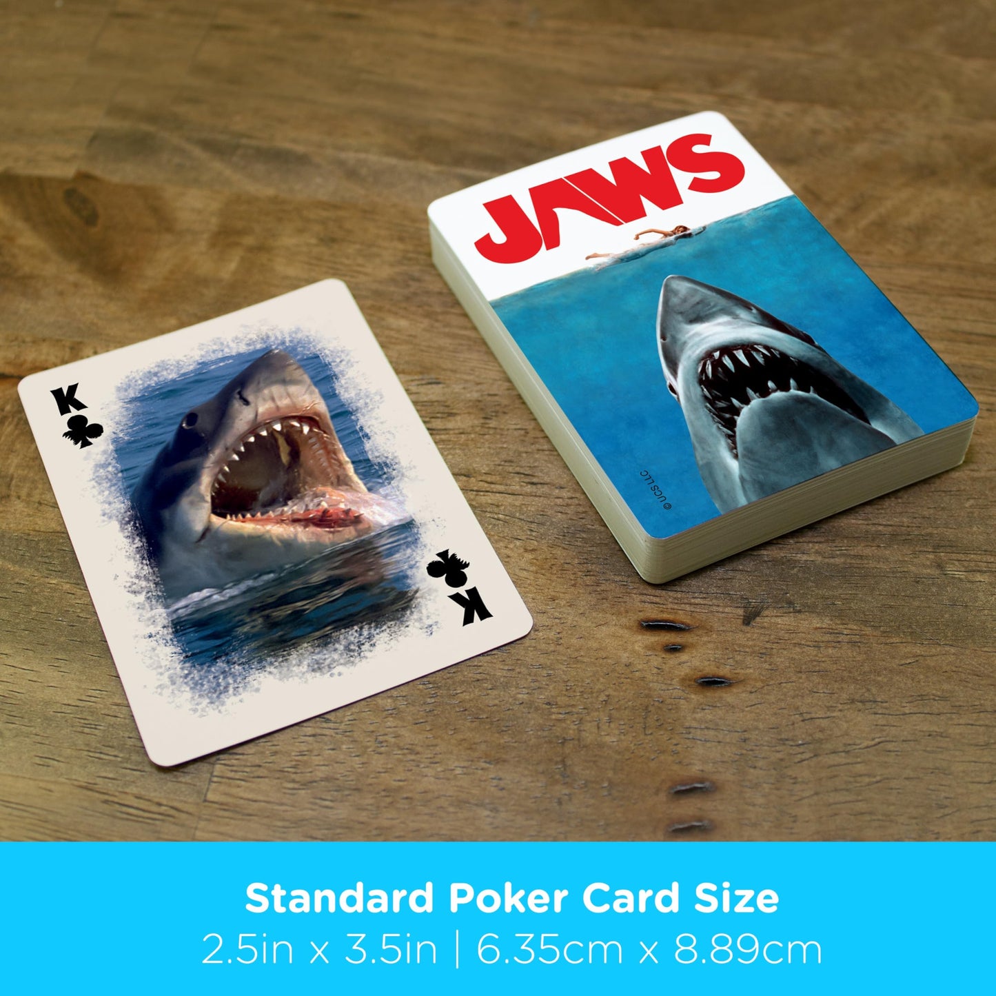 Aquarius Jaws Playing Cards Standard Size - Themed Novelty Deck with 52 Unique Shark Designs - Collectible Merchandise Gift for Teens and Adults