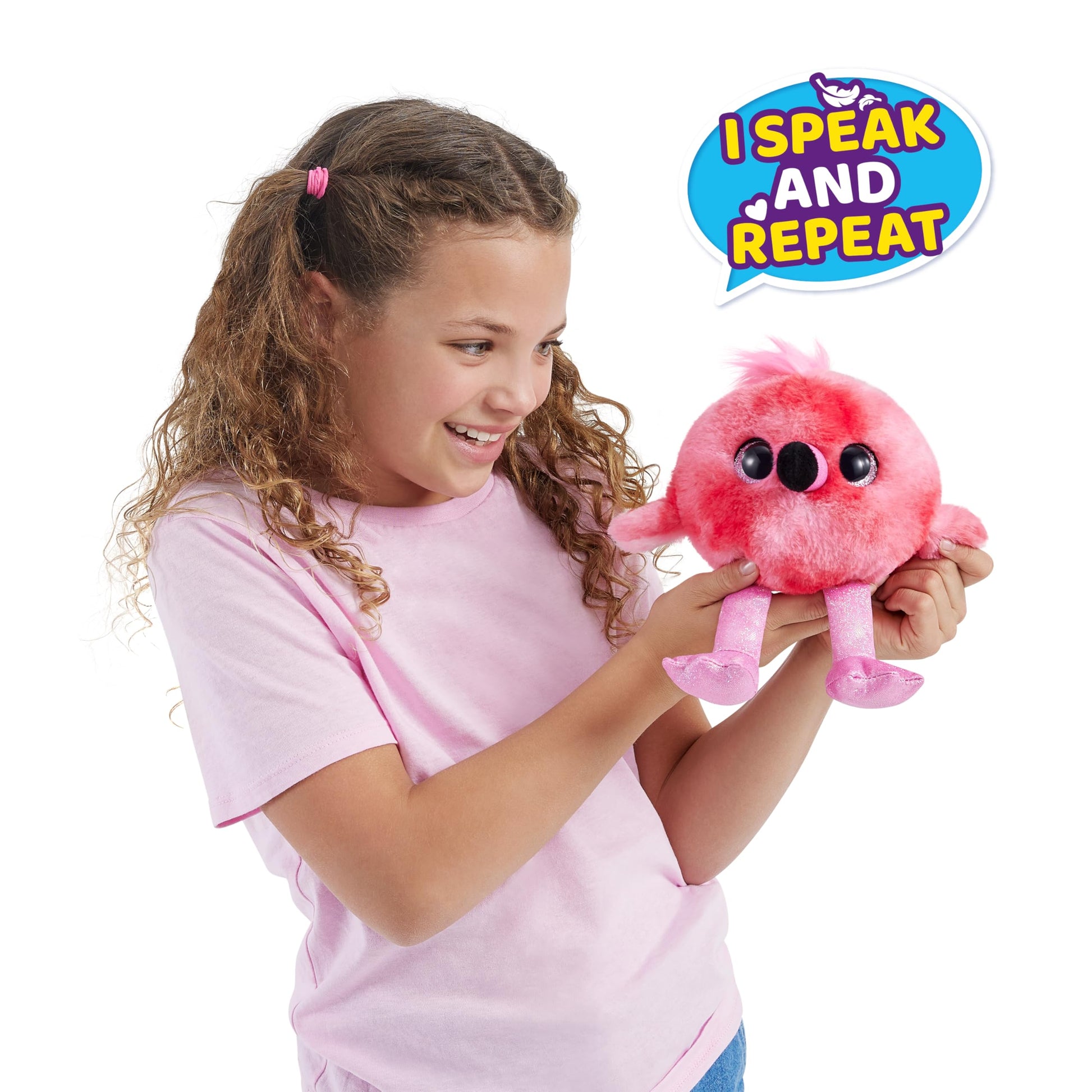 Pets Alive Chirpy Birds (Flamingo) by ZURU, Electronic Pet that Speaks, Giant Surprise Egg, Stickers, Comb, Fluffy Clay, Bird Animal Plush for Girls
