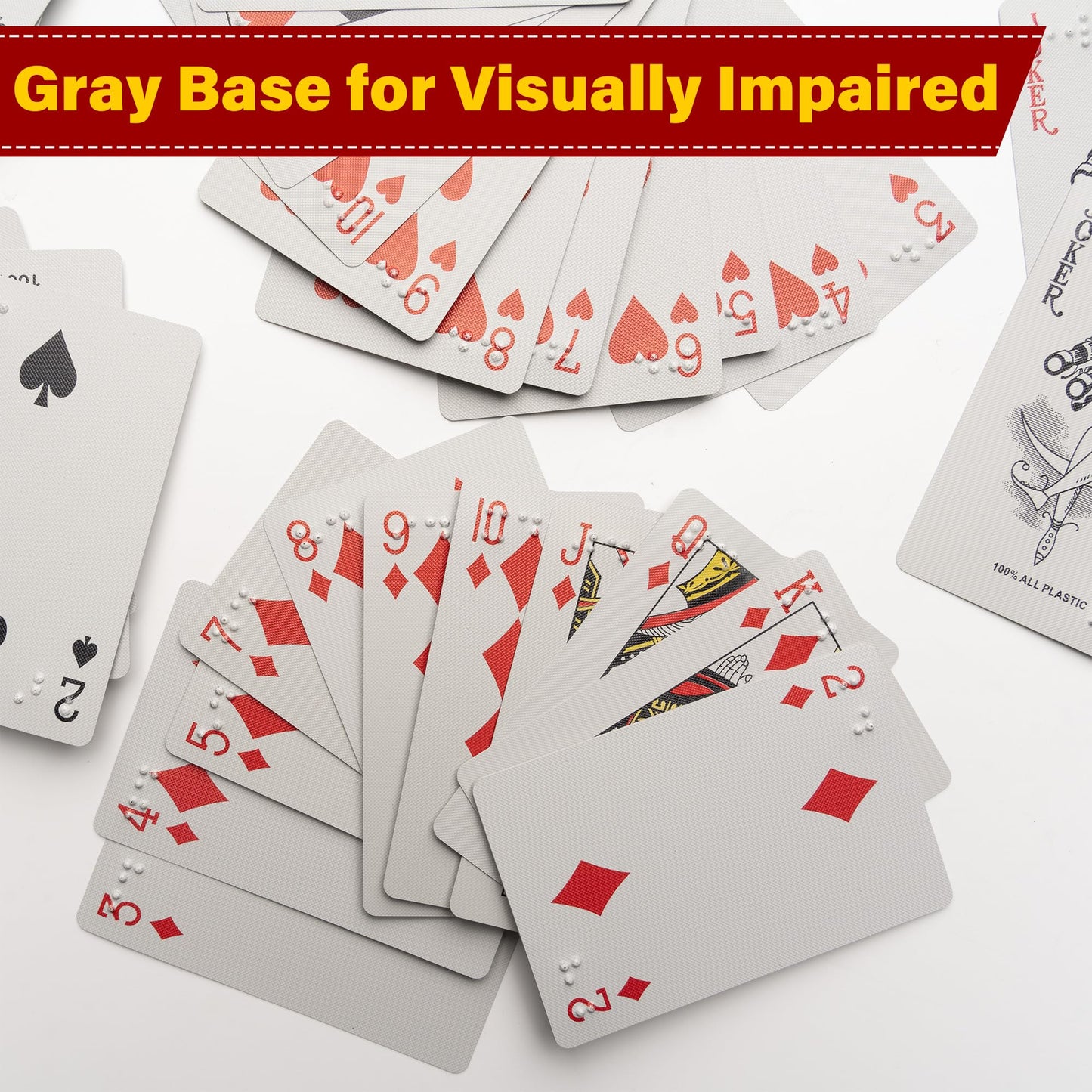 BozenTek Braille Playing Cards for The Visually Impaired - Best Gifts for Blind Adults, Braille Poker for Learn Braille, Perfect for Games and Family