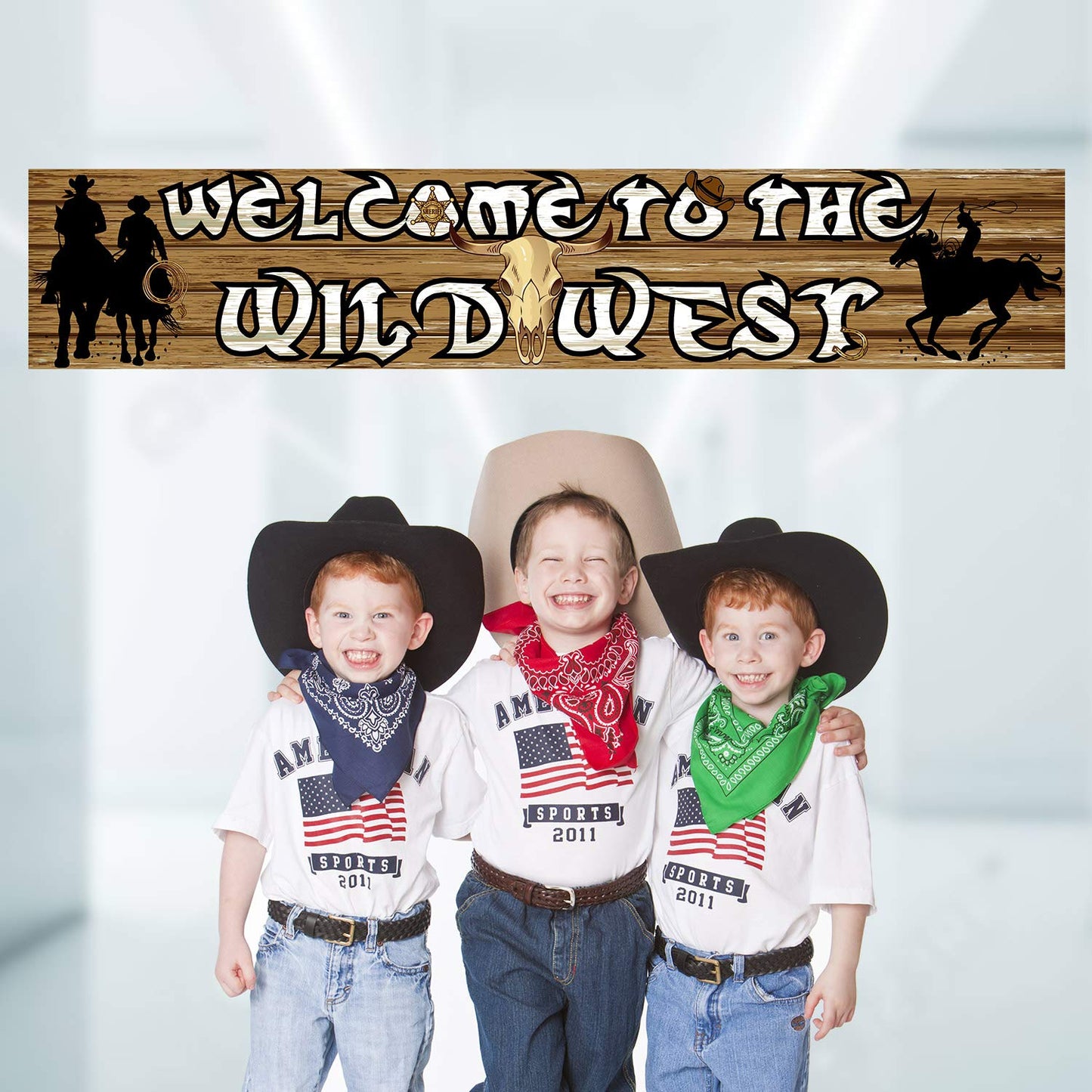 Blulu Western Party Decorations Wild West Themed Cowboy Cowgirl 5.1x1ft Welcome to the Wild West Banner Backdrop Party Decor Saloon Supplies