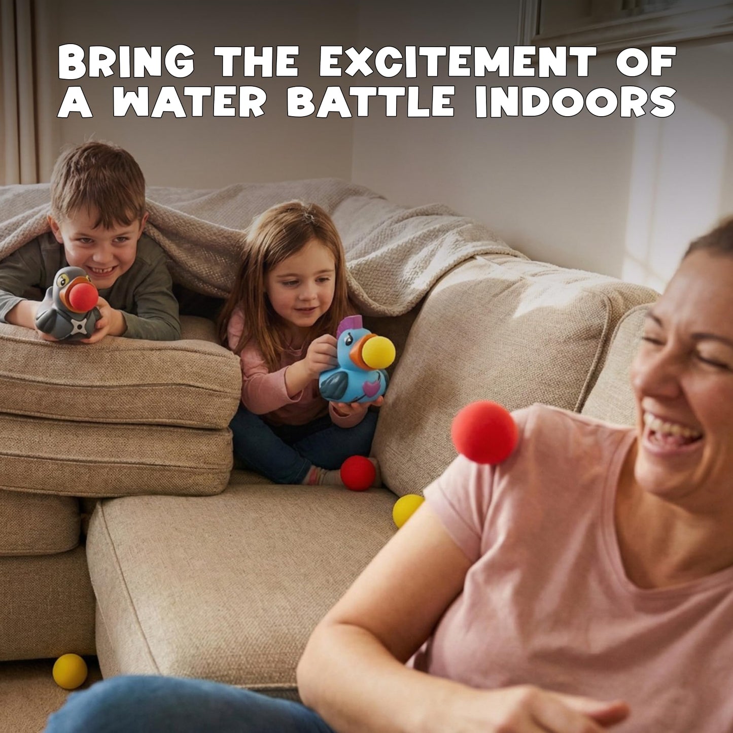 Hog Wild Duck Popper 3-Pack (Classic, Ninja, Punk) - Squeeze-to-Shoot Foam Ball Blasters, Launches up to 20 ft, Includes 12 Foam Balls - Fun Desk Toy