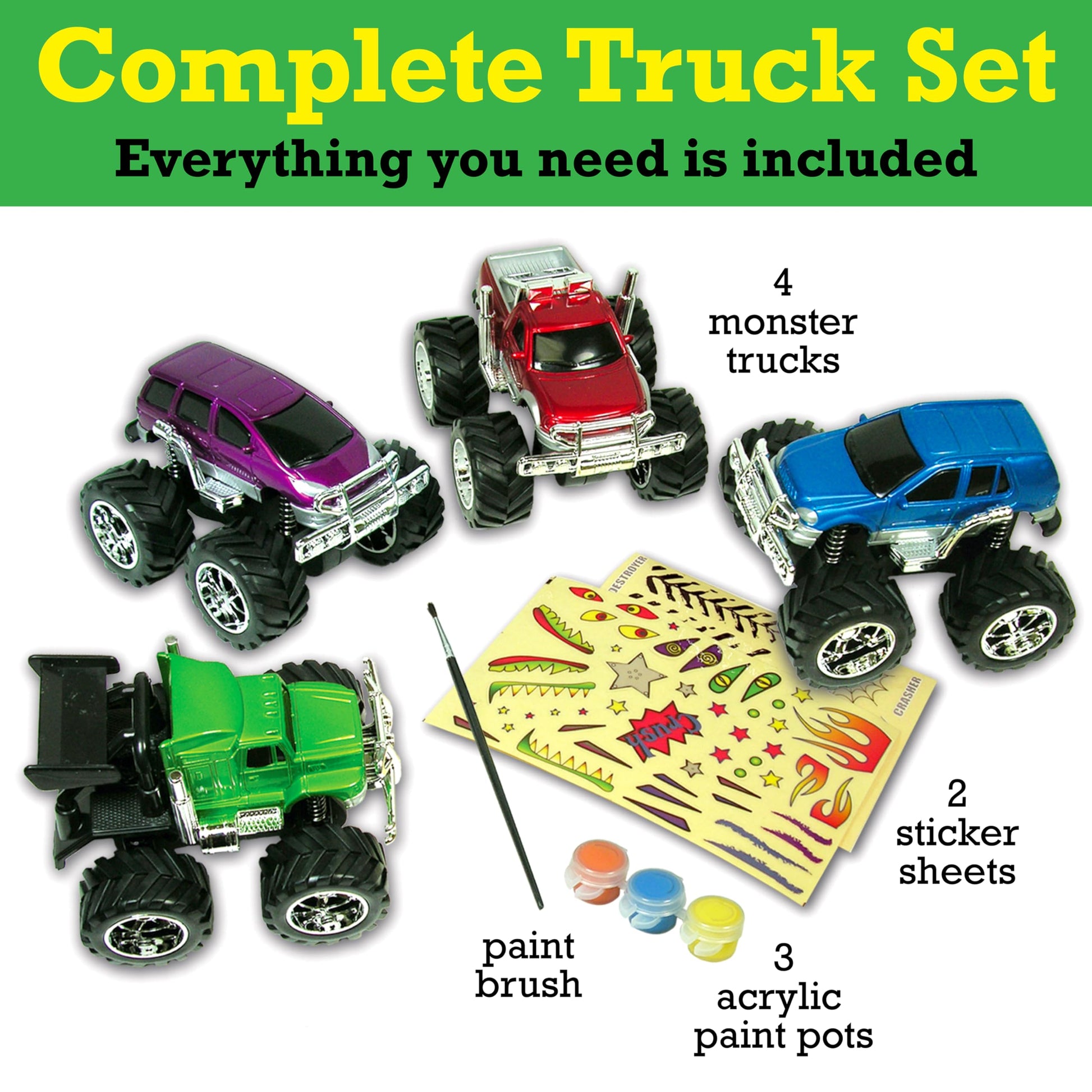 Creativity for Kids Monster Truck Custom Shop - Customize 4 Monster Trucks, Gifts for Boys (Ages 5+)