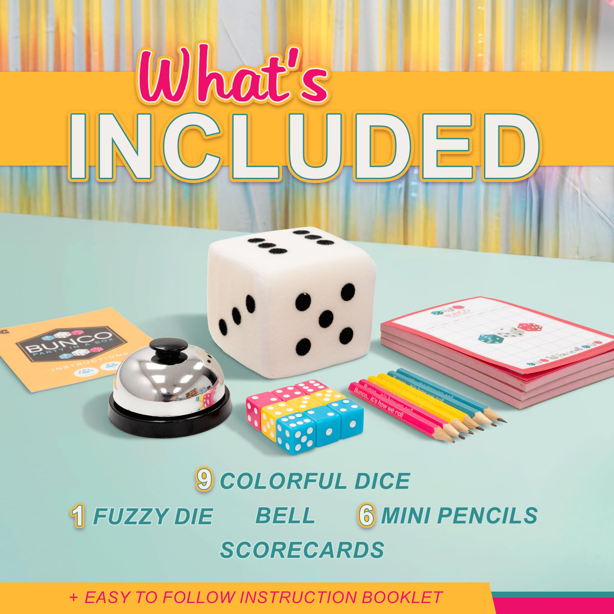 University Games | Bunco Party in a Box Game, for Ladies Night with The Girls, Complete with Fuzzy Die! for 2 to 12 Players Ages 8 and Up, White