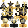 9 Pieces 30th Birthday Decoration 30 th Birthday Centerpieces for Tables Decorations Cheers to 30 Years Honeycomb Table Topper for Men and Women
