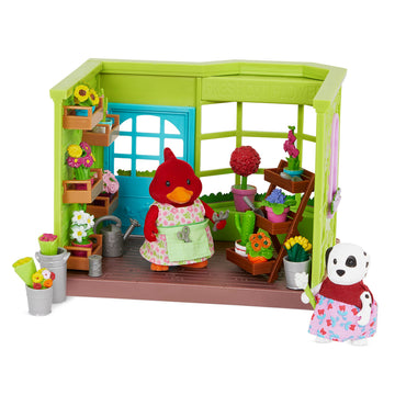 Li'l Woodzeez - Li'l Petals Flower Shop - 29 Pieces Dollhouse Playset with 2 Posable Figures & Storybook - Miniature Furniture & Accessories