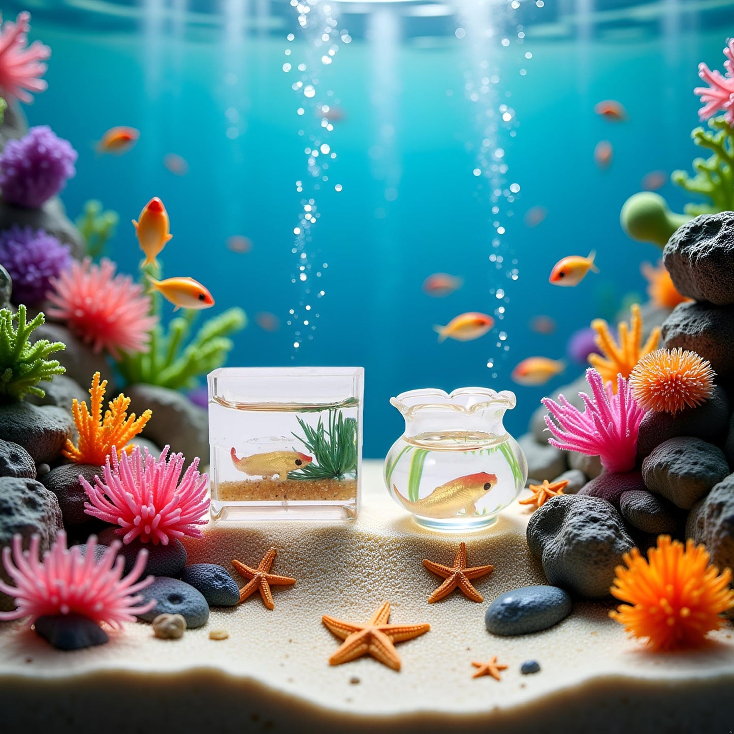 2Pcs 1/12 Scale Accessories Dollhouses Fish Tank?1: 12 Scale Miniature Fish Bowl Miniature Dollhouse Accessories for Garden Scene Decor Desktop