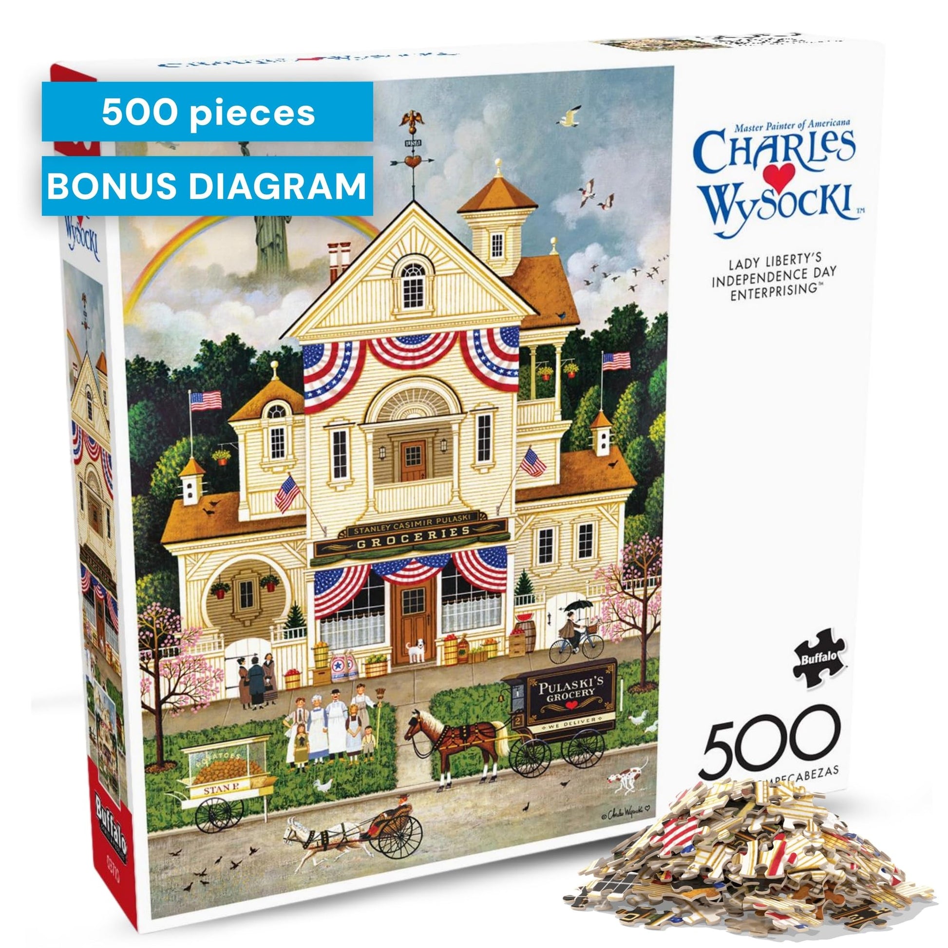 Buffalo Games - Charles Wysocki Lady Liberty Americana 500 Piece Puzzle