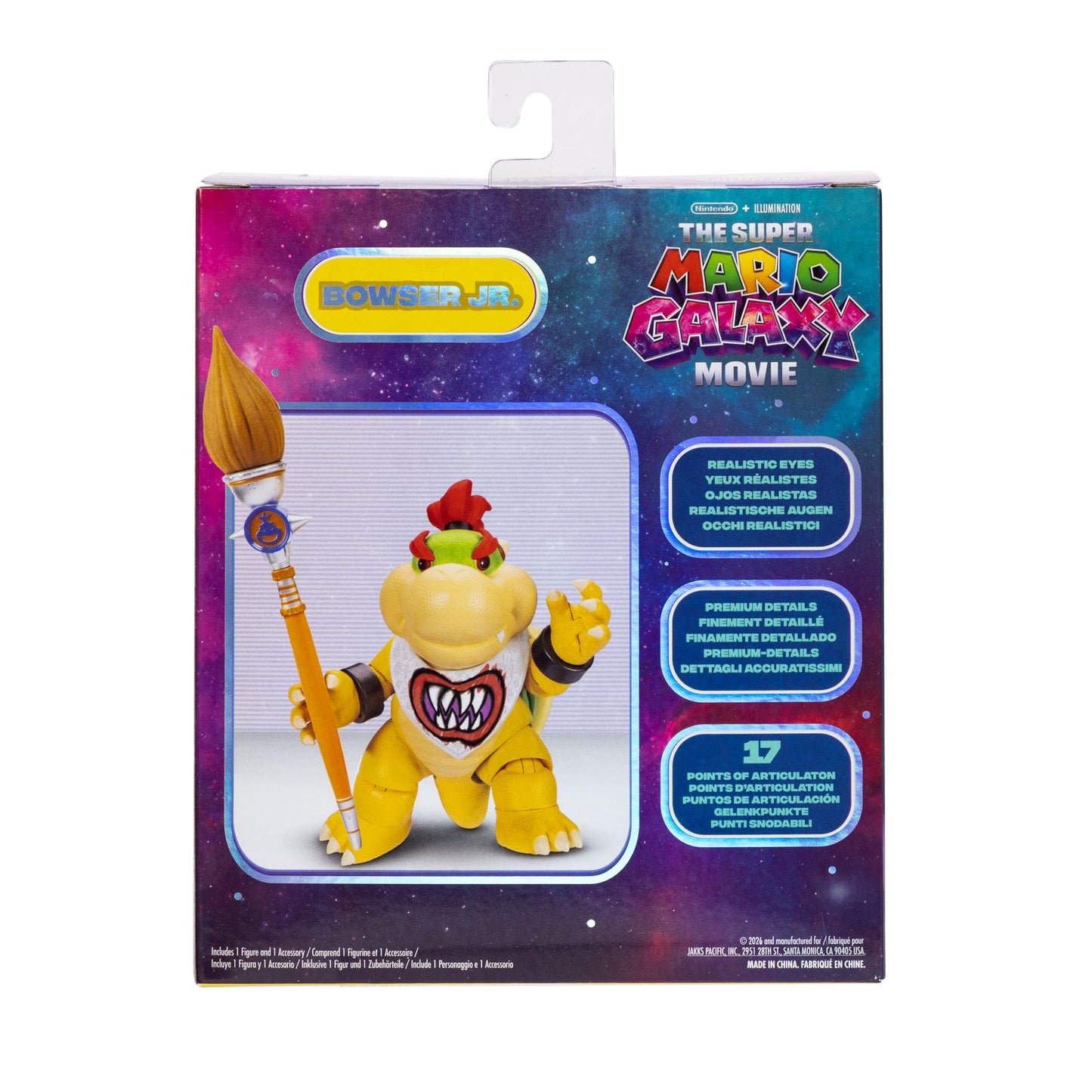 The Super Mario Galaxy Movie 5” Action Figures Series 1 - Bowser Jr. Figure with Paint Brush Accessory - Premium Details and 17 Points of Articulation