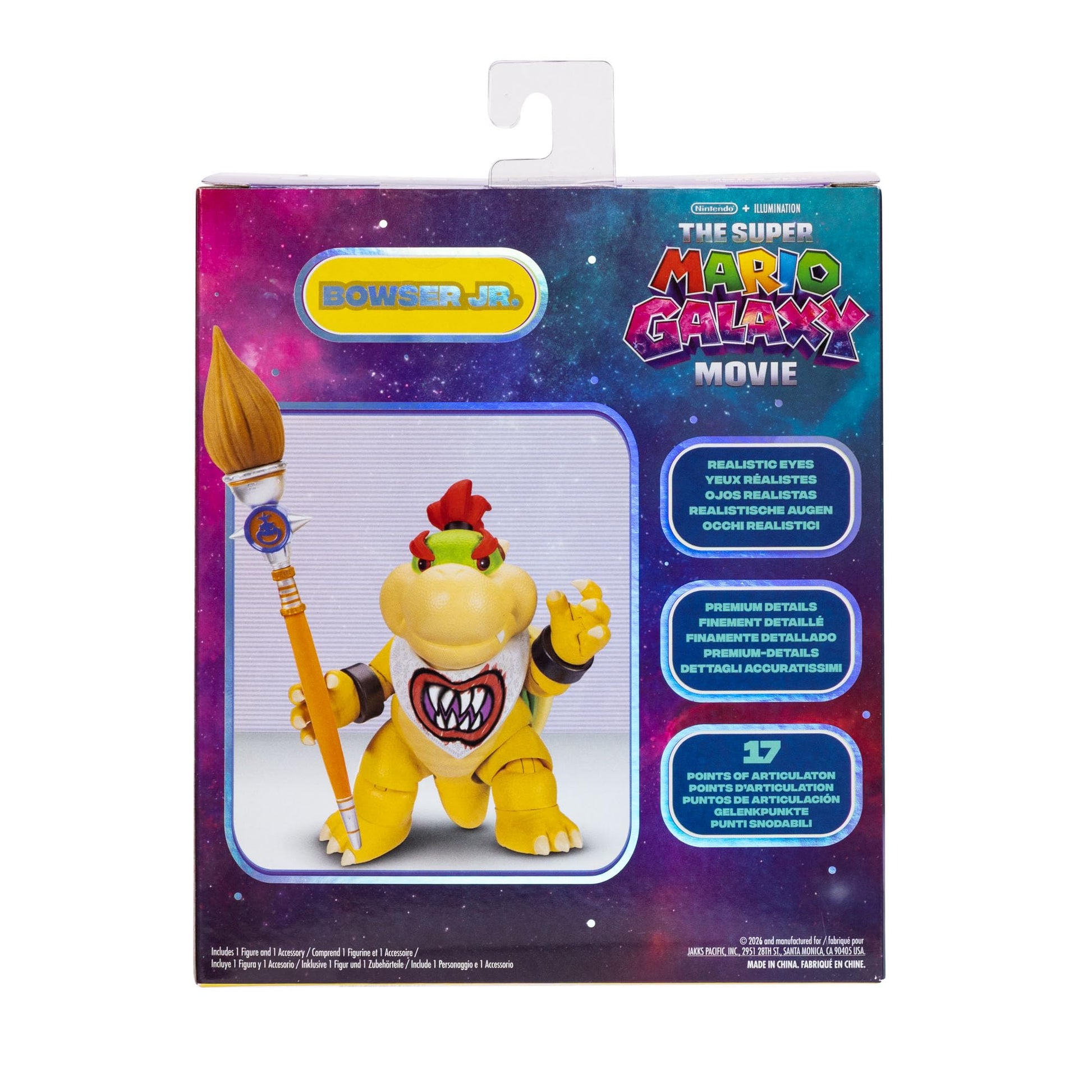 The Super Mario Galaxy Movie 5” Action Figures Series 1 - Bowser Jr. Figure with Paint Brush Accessory - Premium Details and 17 Points of Articulation